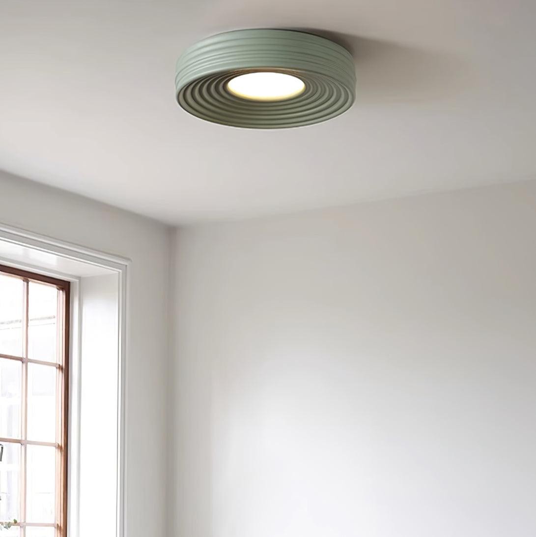 Crèmekleurige geribbelde plafondlamp met drie kleurenverandering HL475