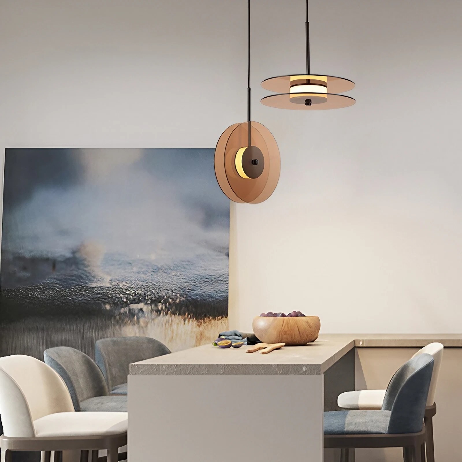 Bar art hanglamp met noorse glazen schijf HL17