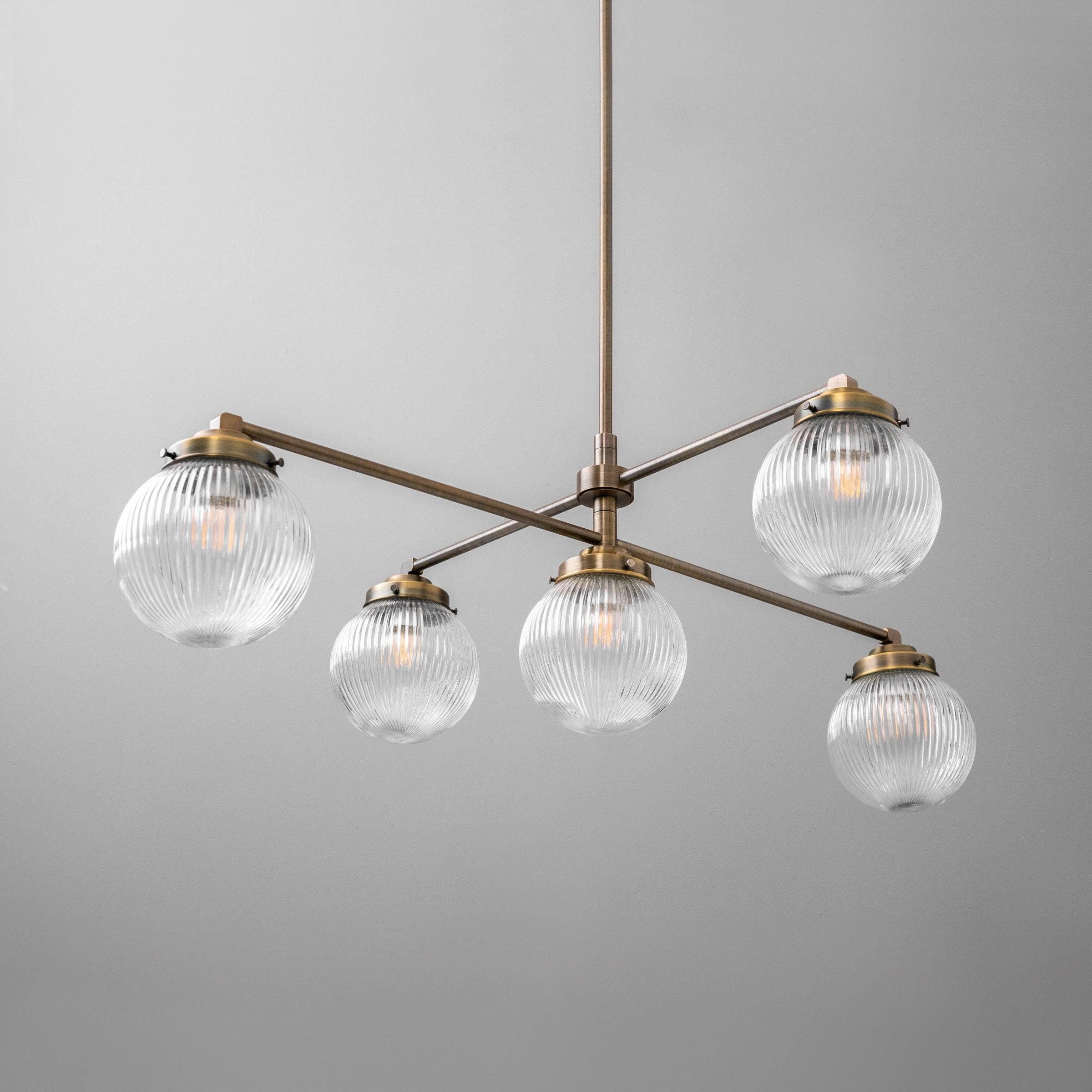 Glorica Glazen Kroonluchter met Gematteerde Glazen Bol - Moderne Verlichting van Messing voor Woonkamer HL1741