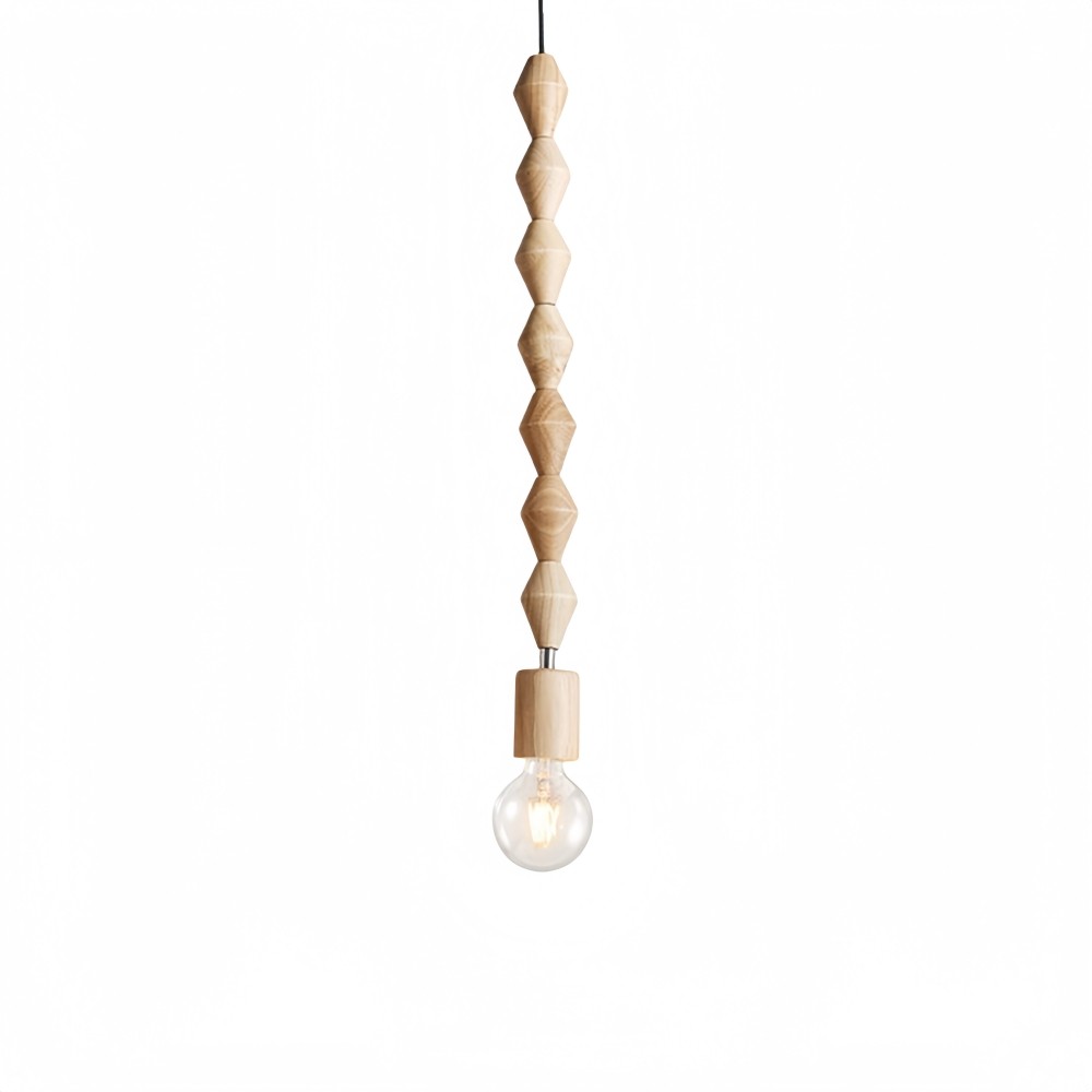 Hanglamp met Houten Kralen - Retro Snoerlamp voor Woonkamer HL1063