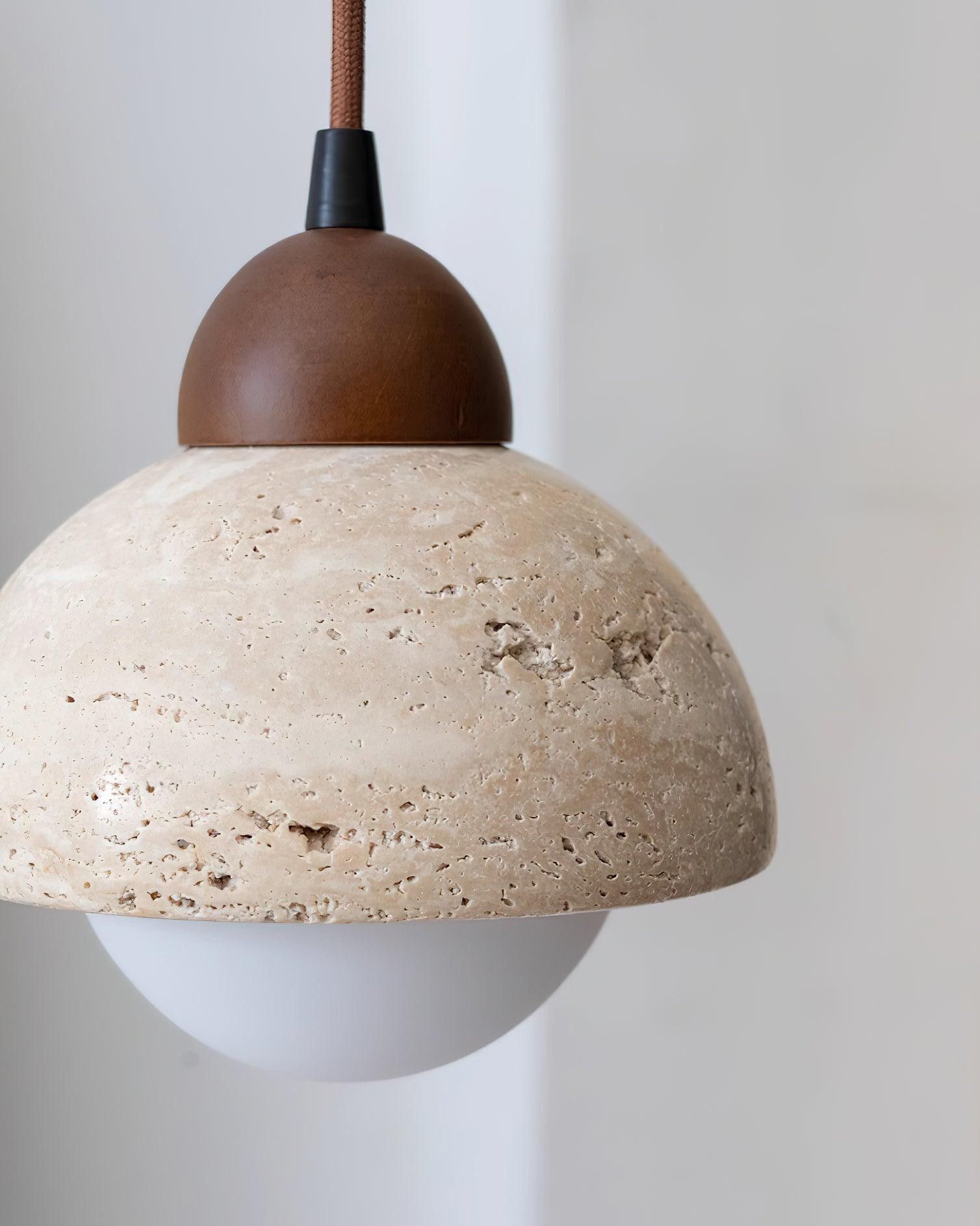 Gele travertijn hanglamp in Wabi-Sabi-stijl HL735