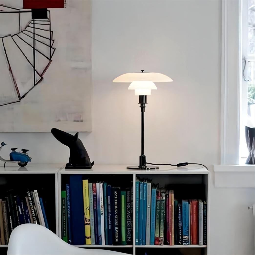 Glazen tafellamp met Multilayer roestvrij staal