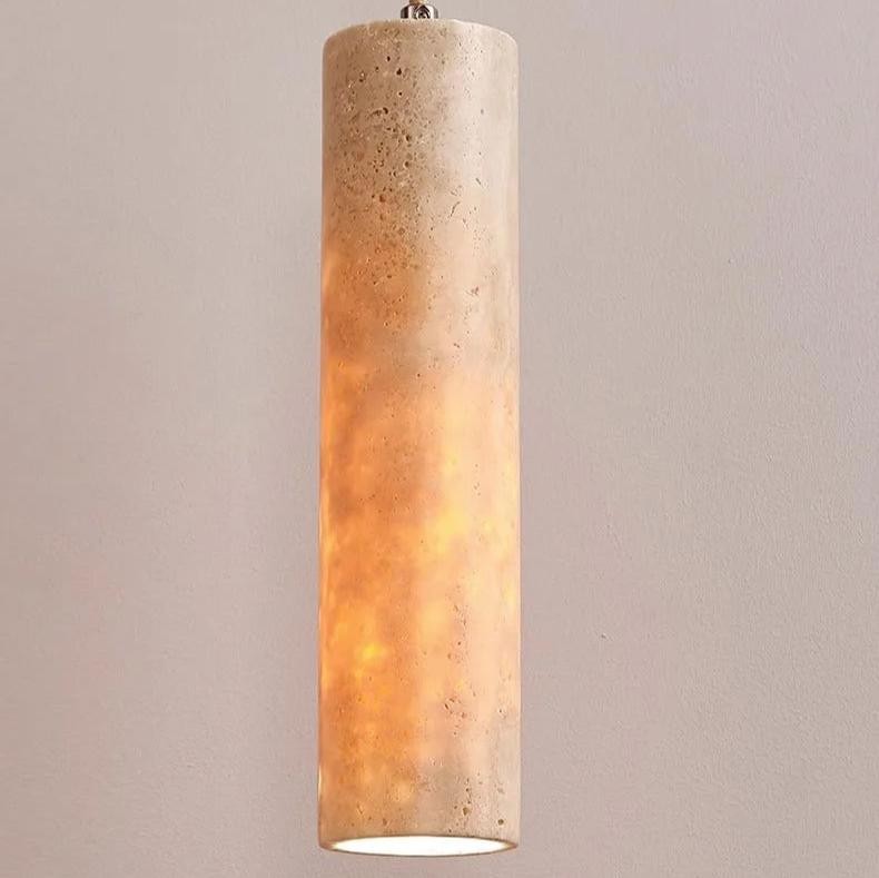 Hanglamp met crèmekleurige travertin buisvormige kap HL3465