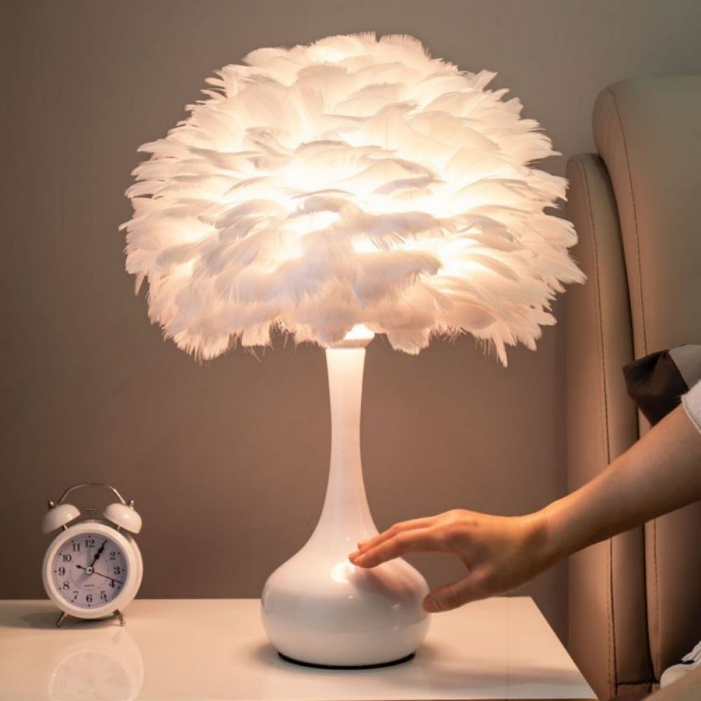 Luxe LED pluizige veer tafellamp HL08