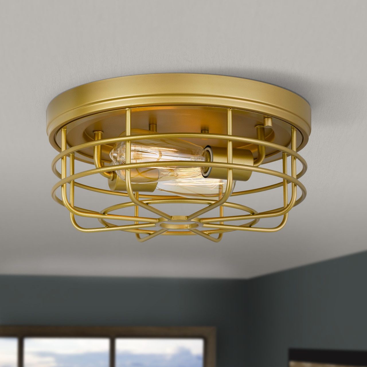 Industriële Inbouw Metalen Kooi Ronde Plafondlamp HL233