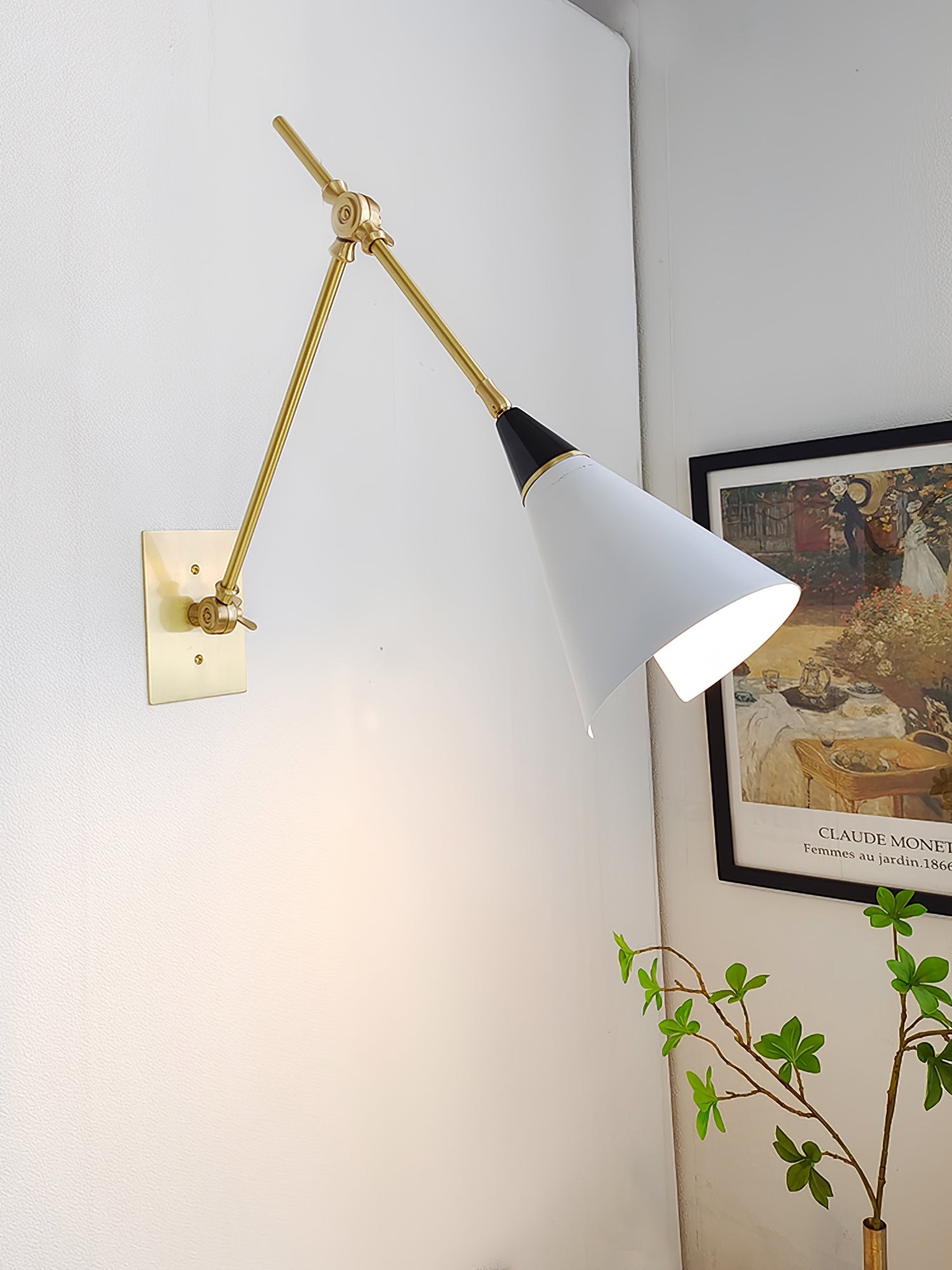 Vintage metalen verstelbare wandlamp met zwenkarm HL966
