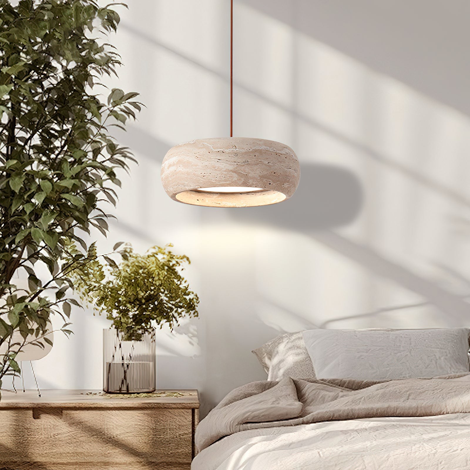Travertin trommelvormige hanglamp HL3161