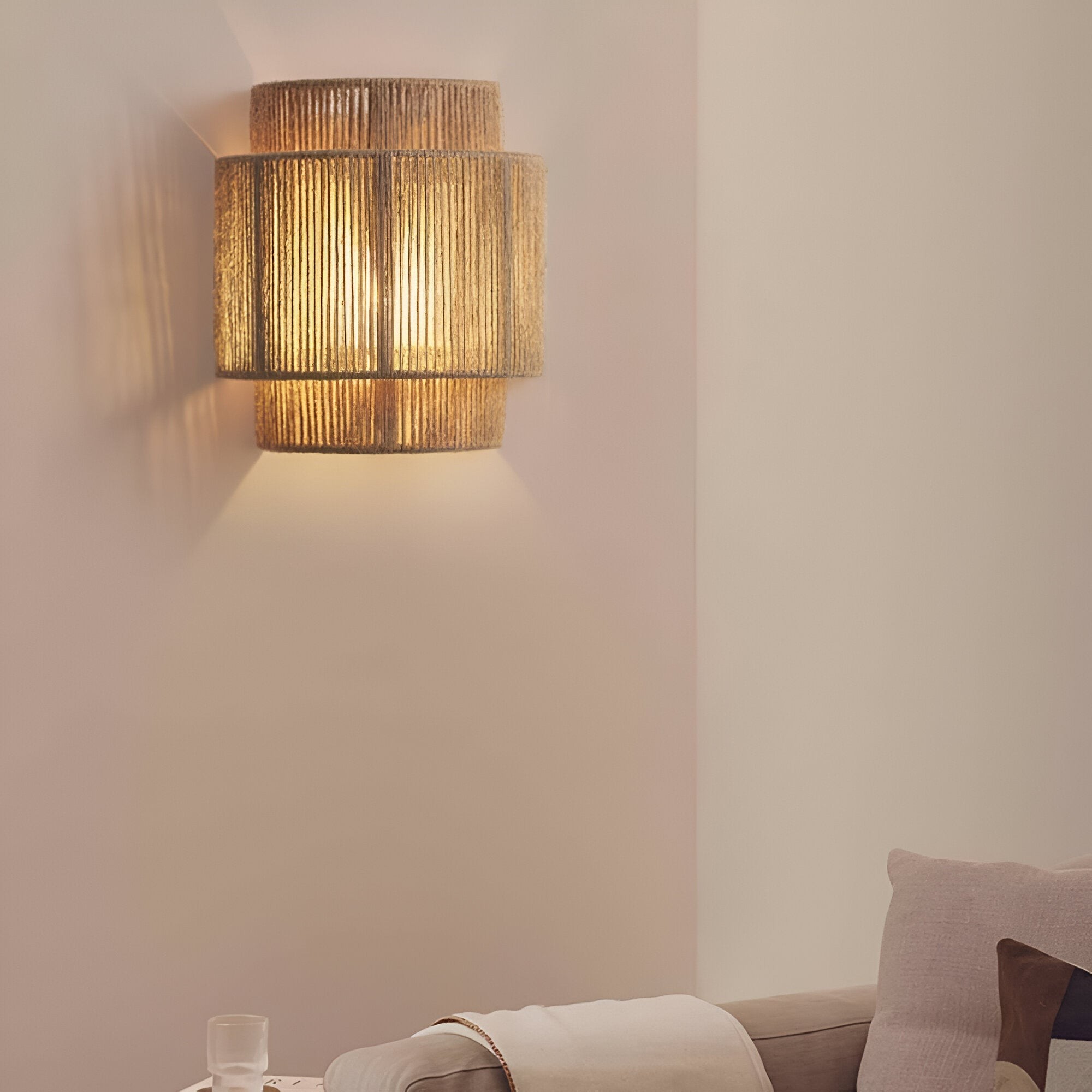 Boheemse vintage handgeweven LED-wandlamp HL3347
