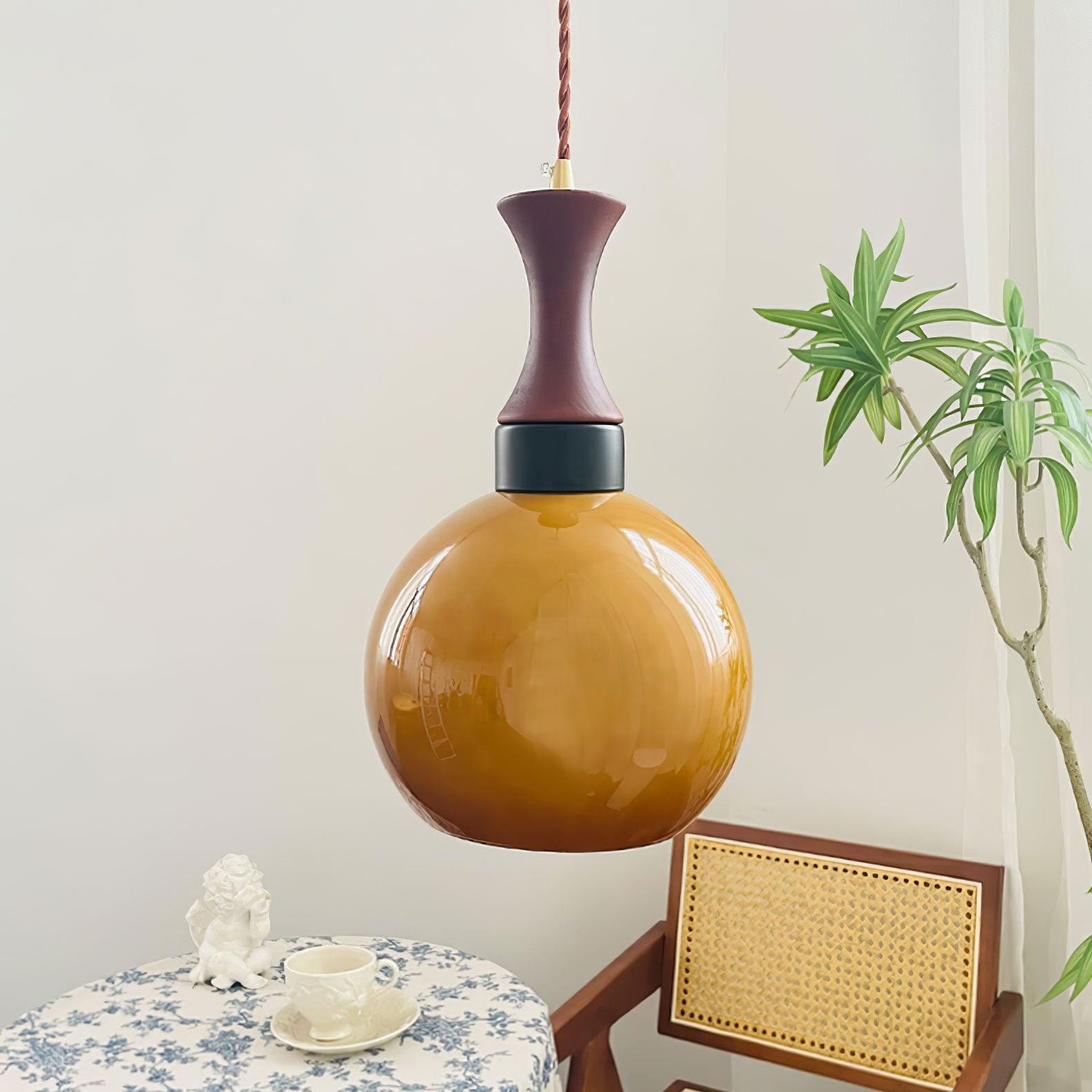 Bolvormige oranje praktische luxe hanglamp HL650
