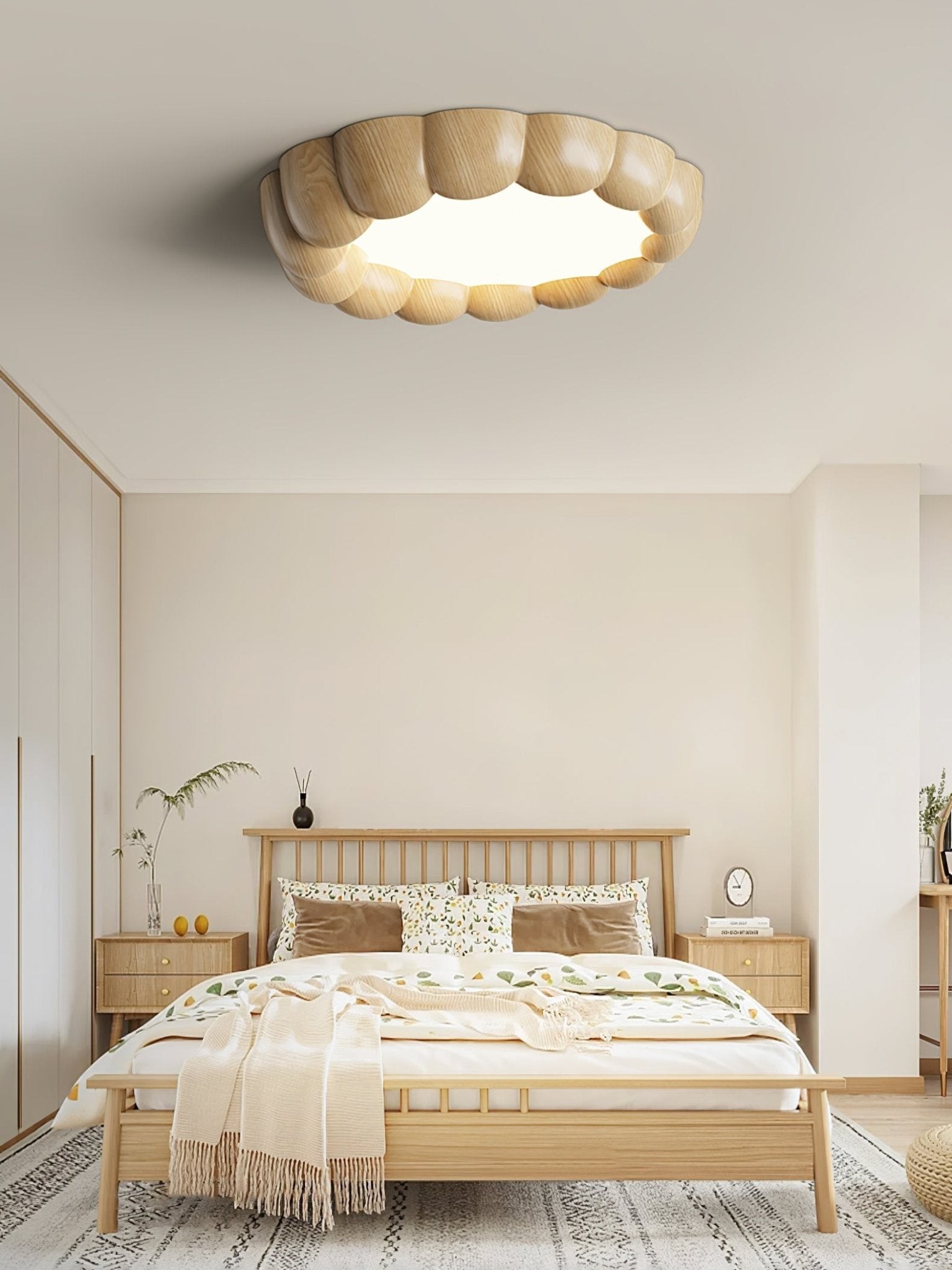 Plafondlamp met imitatiehouten rimpel HL441