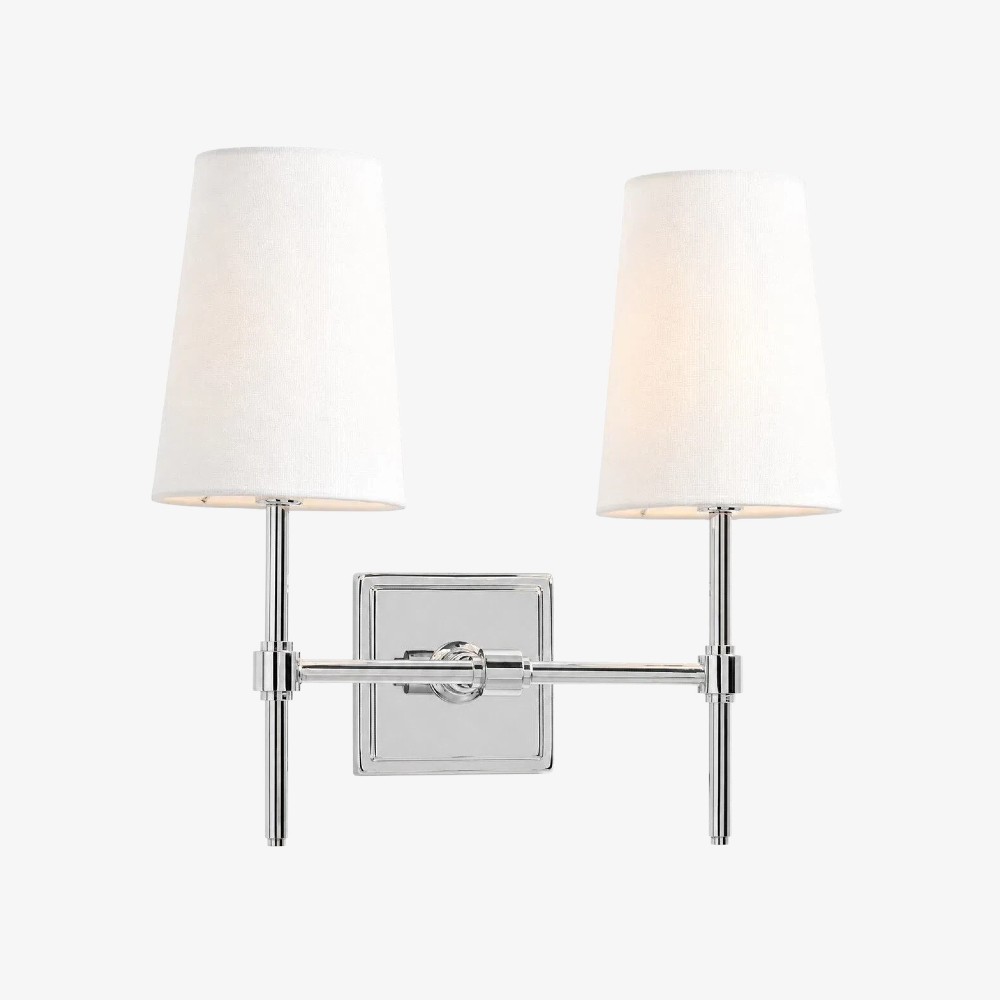 Derlina Witte Linnen Wandlamp – Retro Metalen Verlichtingsarmatuur met Meerdere Hoofden HL1433