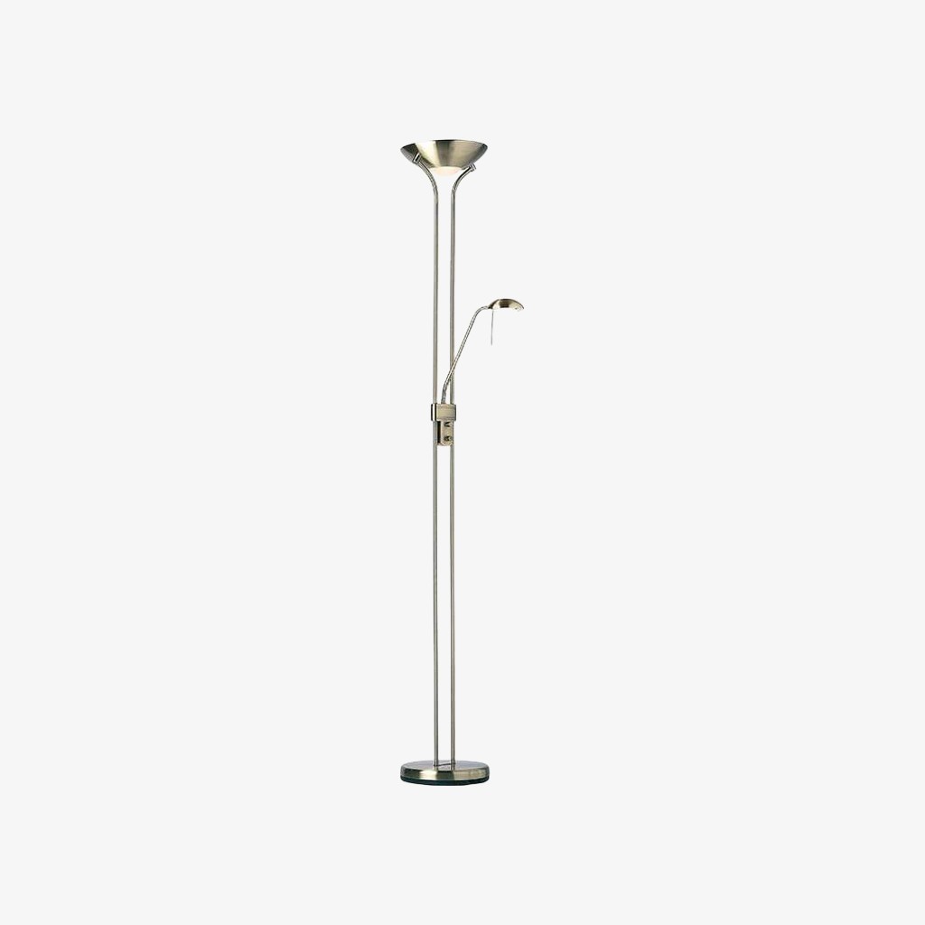 Linexis Art Deco vloerlamp van metaal en opaalglas - Dubbele lichtbron voor moderne interieurs HL2137