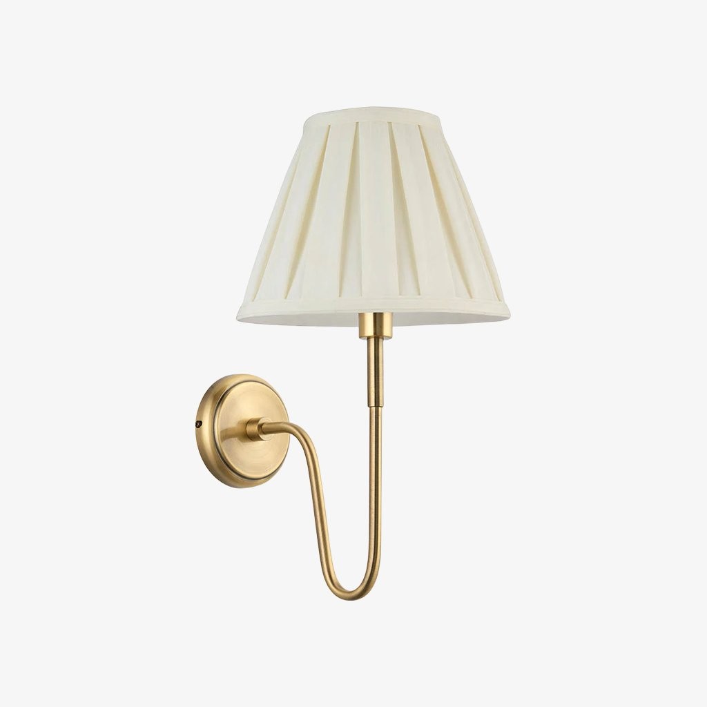 Ivoralux Wandlamp met taps toelopende stoffen kap - Moderne klassieke wandlamp met gebogen arm voor gangen of slaapkamers HL2143