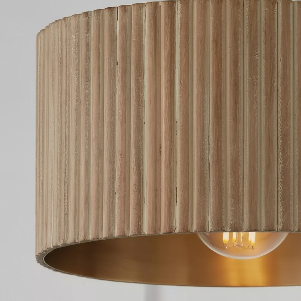 Flutera plafondlamp met geribbelde trommelvorm – Landelijke, gestructureerde plafondlamp voor woon- en slaapkamer HL2431