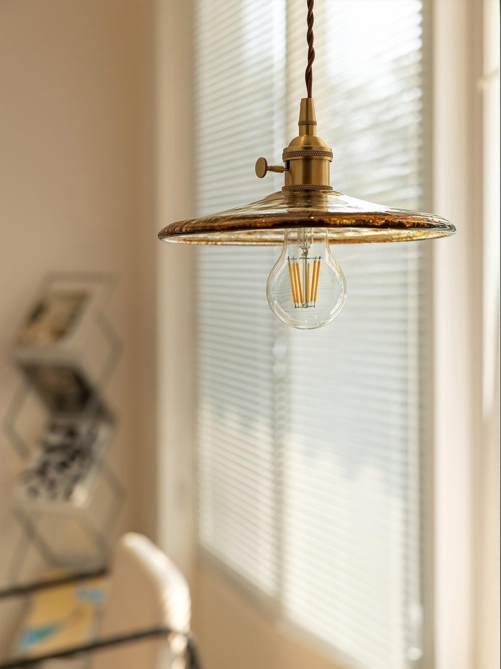 Messing Vintage Helder Glazen Hanglamp HL623