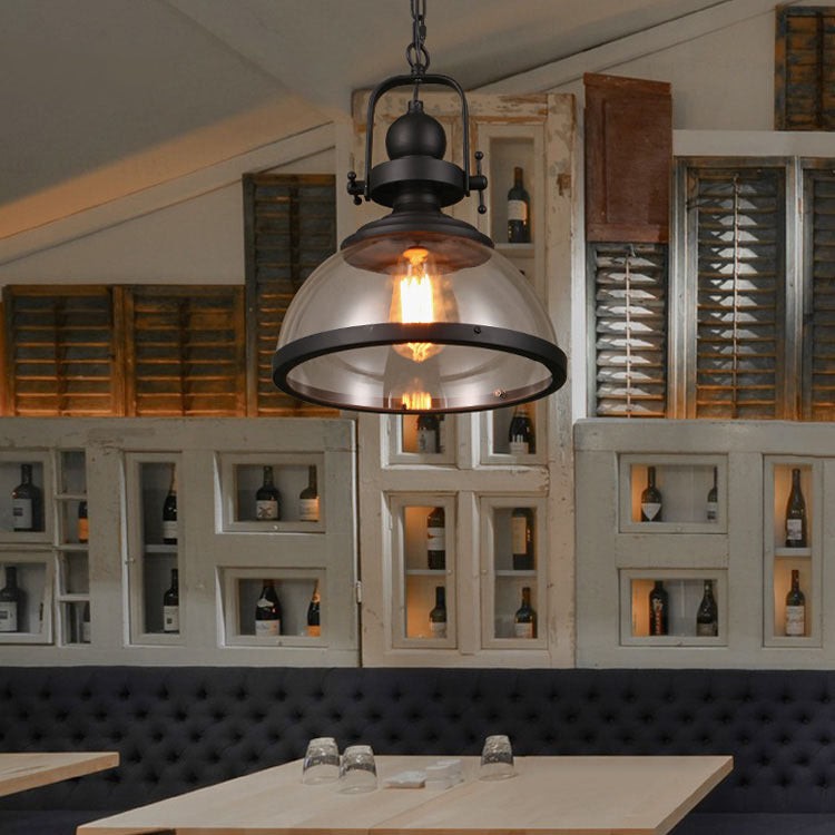 Moderne industriële stijl koepelvormige glazen hanglamp HL481