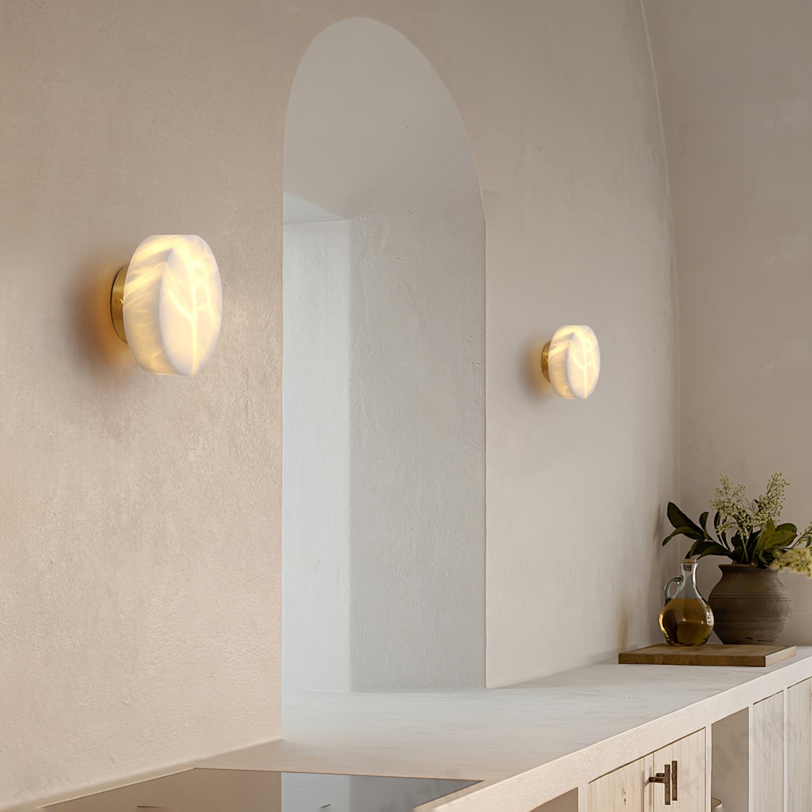 Cilindrische albasten wandlamp HL3202