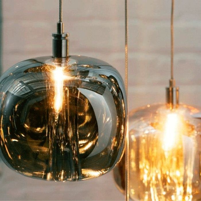 Cubie kroonluchter rookglas bol hanglamp voor kookeiland
