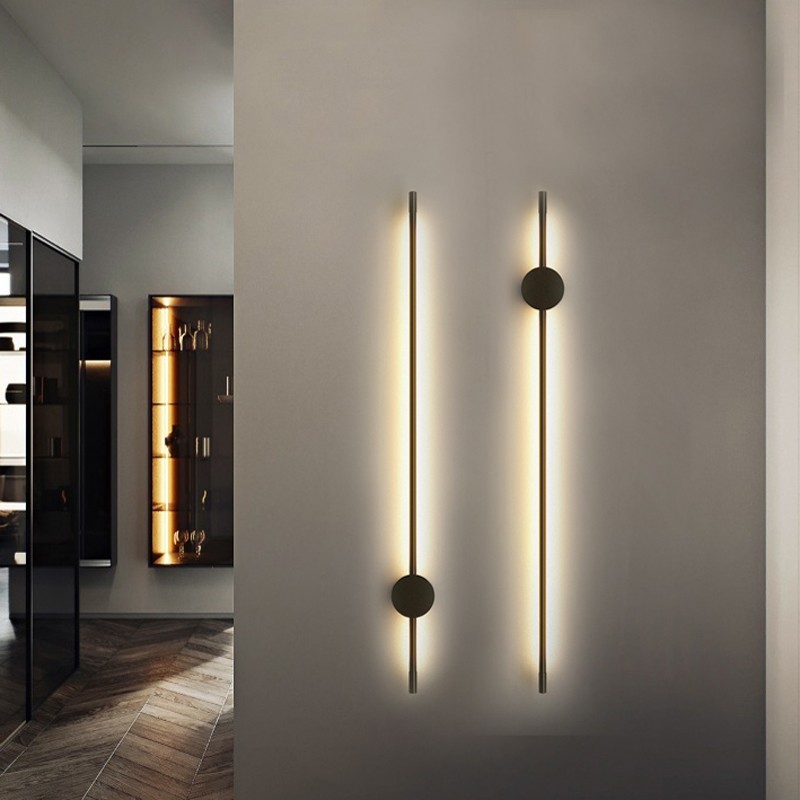 Moderne Industriële Zwarte Lineaire LED Binnen Wandlampen HL182