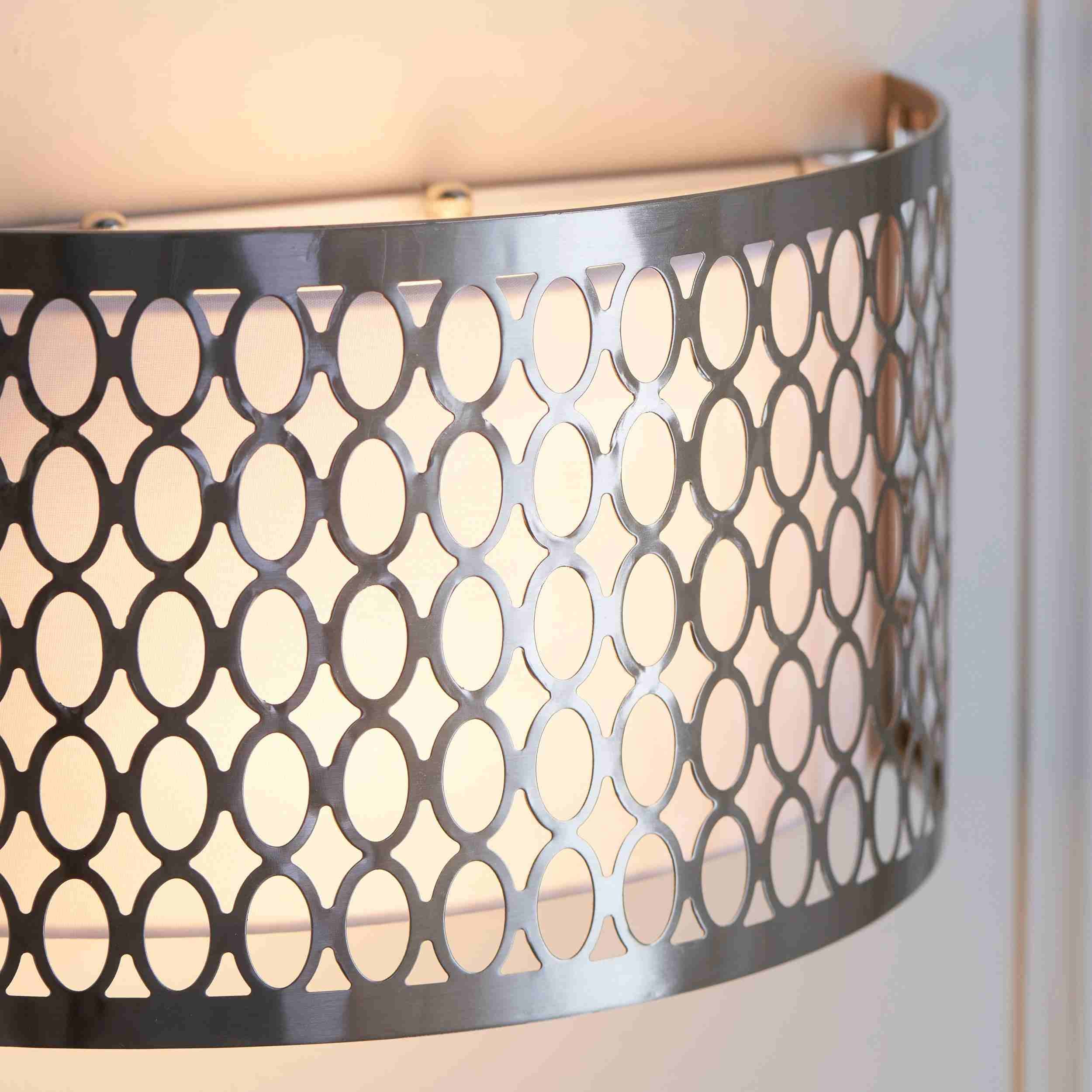 Liorin Fretwork wandlamp - Moderne gebogen metalen en stoffen kap wandlamp voor hal of slaapkamer HL2192