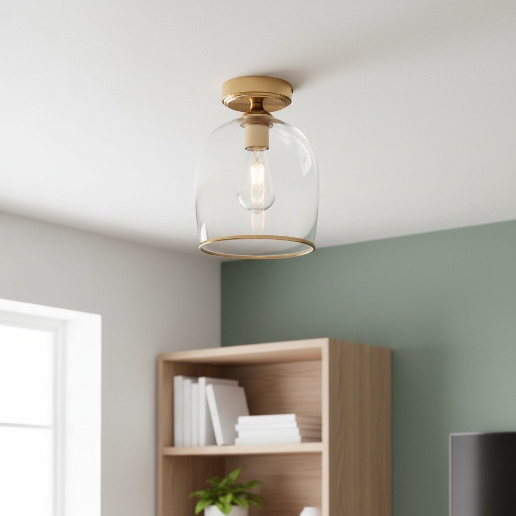 Brazara Dome Plafondlamp - Industriële geribbelde en heldere glazen kap voor de woonkamer HL2119