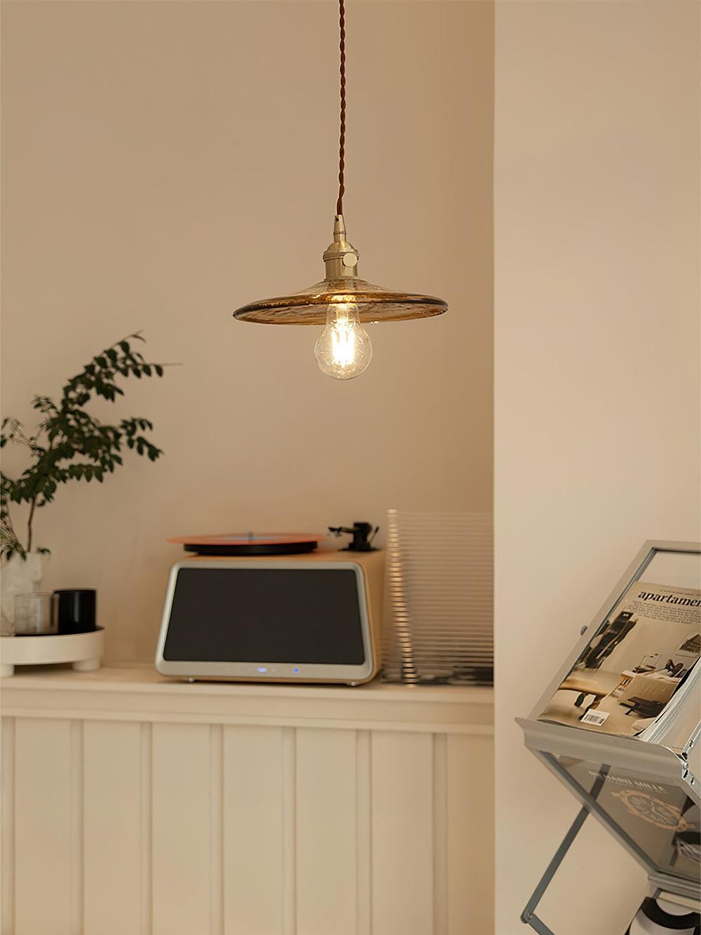 Messing Vintage Helder Glazen Hanglamp HL623