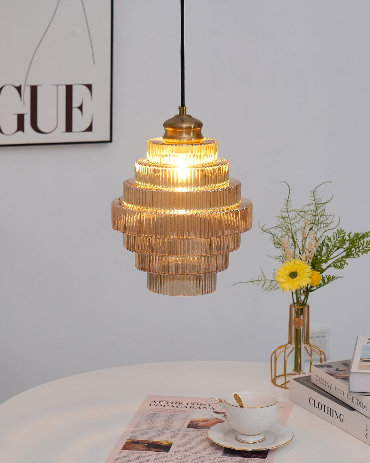 Moderne Creatieve Hanglamp van Geplooid Glas - Flesvormige Hanglamp voor de Eetkamer HL615