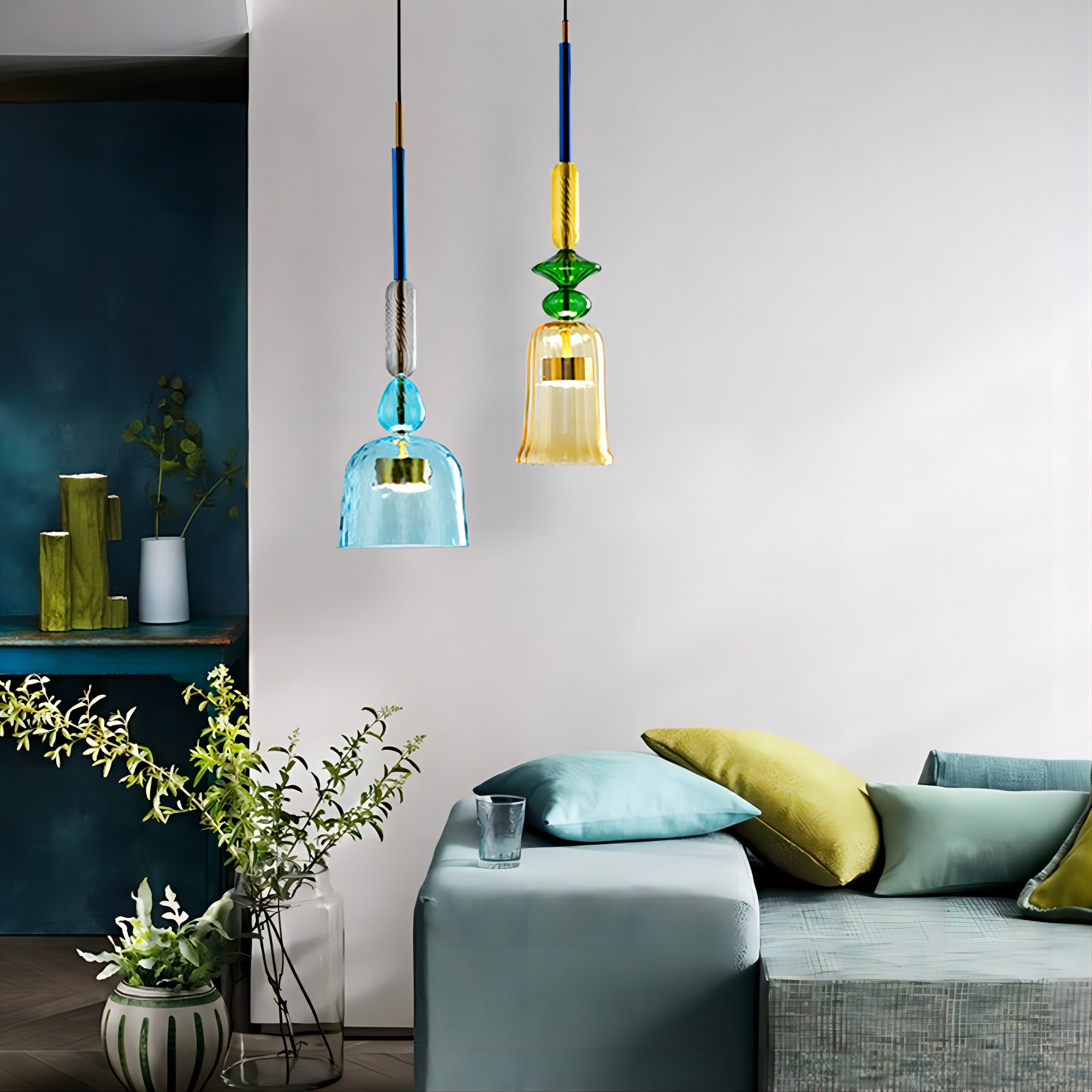 Scandinavische Macaron glas-in-lood design hanglamp HL213
