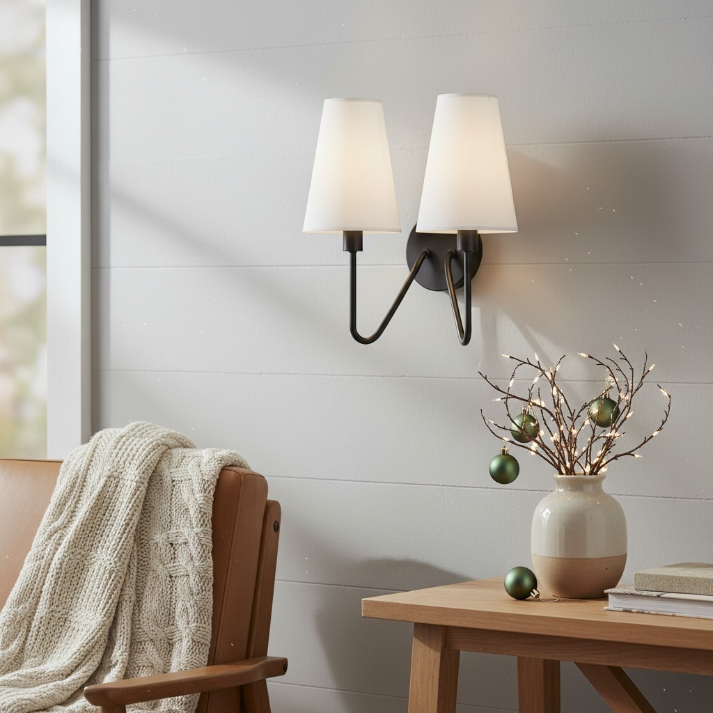 Arcuma Vintage geïnspireerde metalen wandlamp - Handgemaakte stoffen kap voor de slaapkamer HL2302