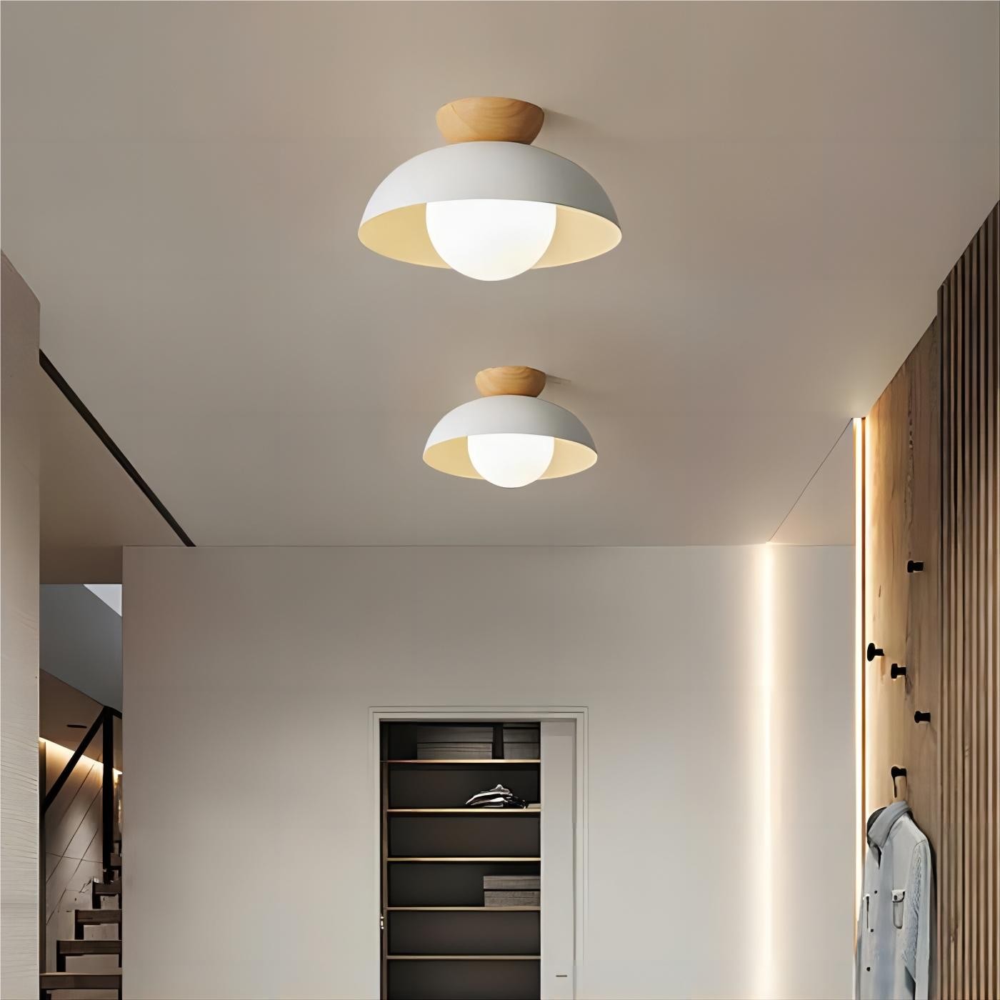 Moderne semi bloemknop houten plafondlamp HL188