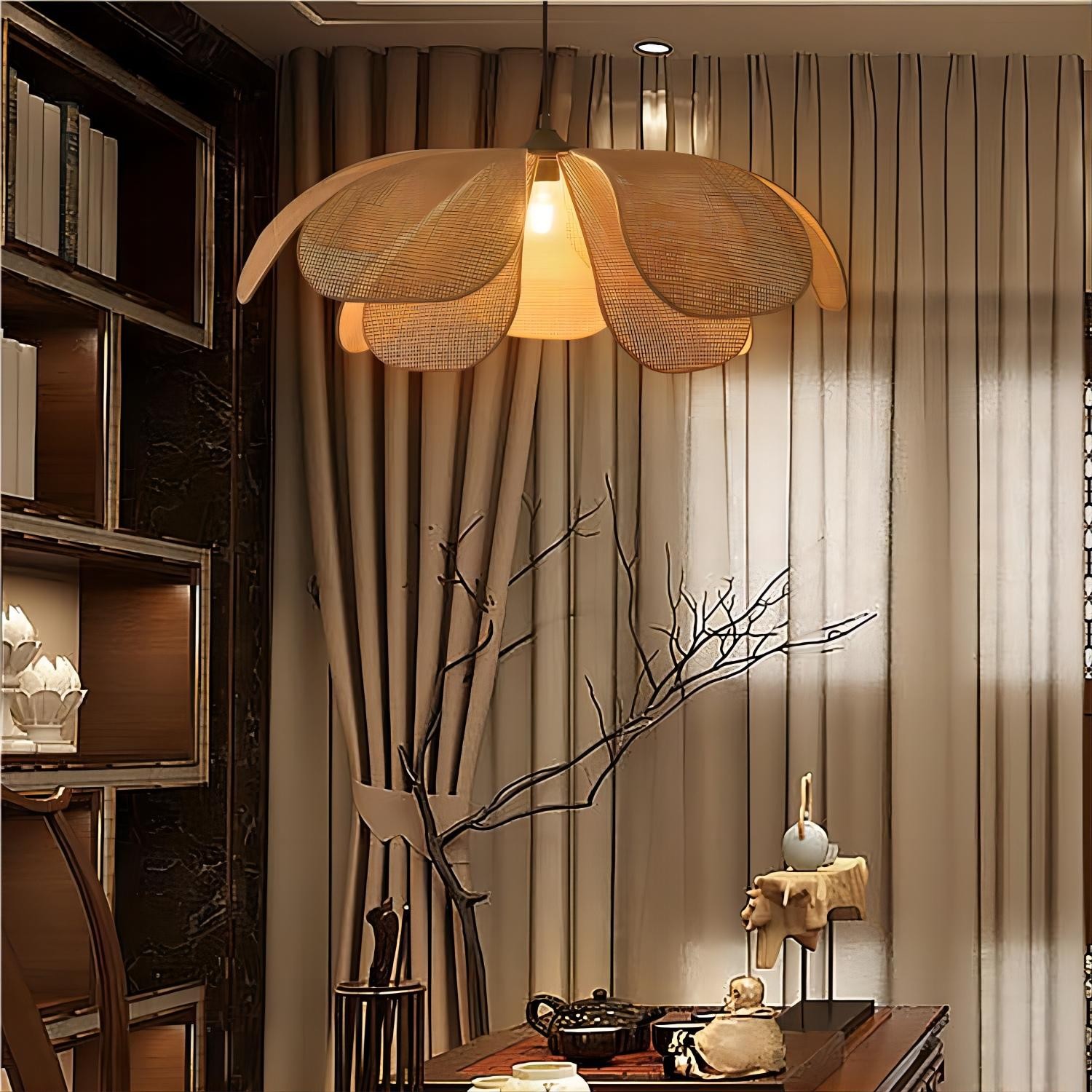 Rustieke rotan bloemblaadje design kroonluchter HL126