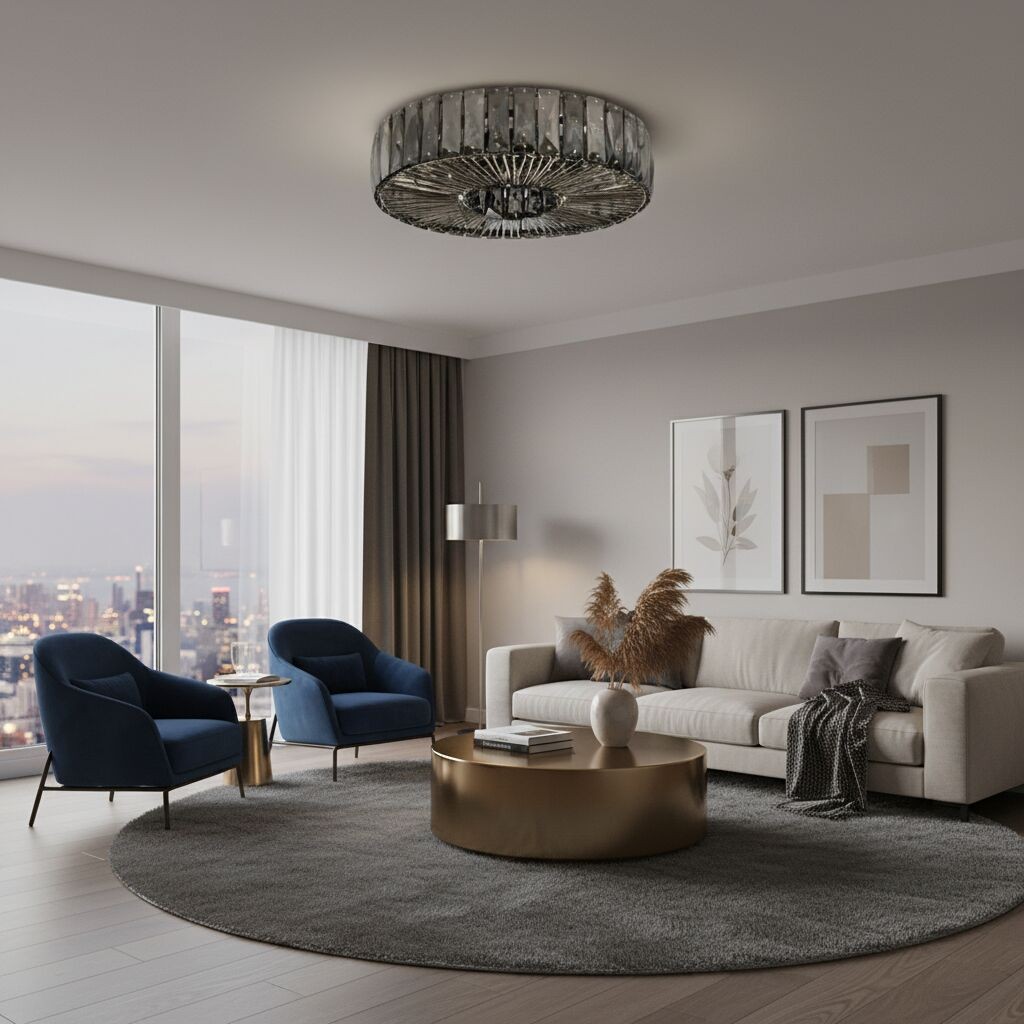 Glomar ronde plafondlamp van glas - moderne metalen en glazen afwerking voor woonruimtes HL2332