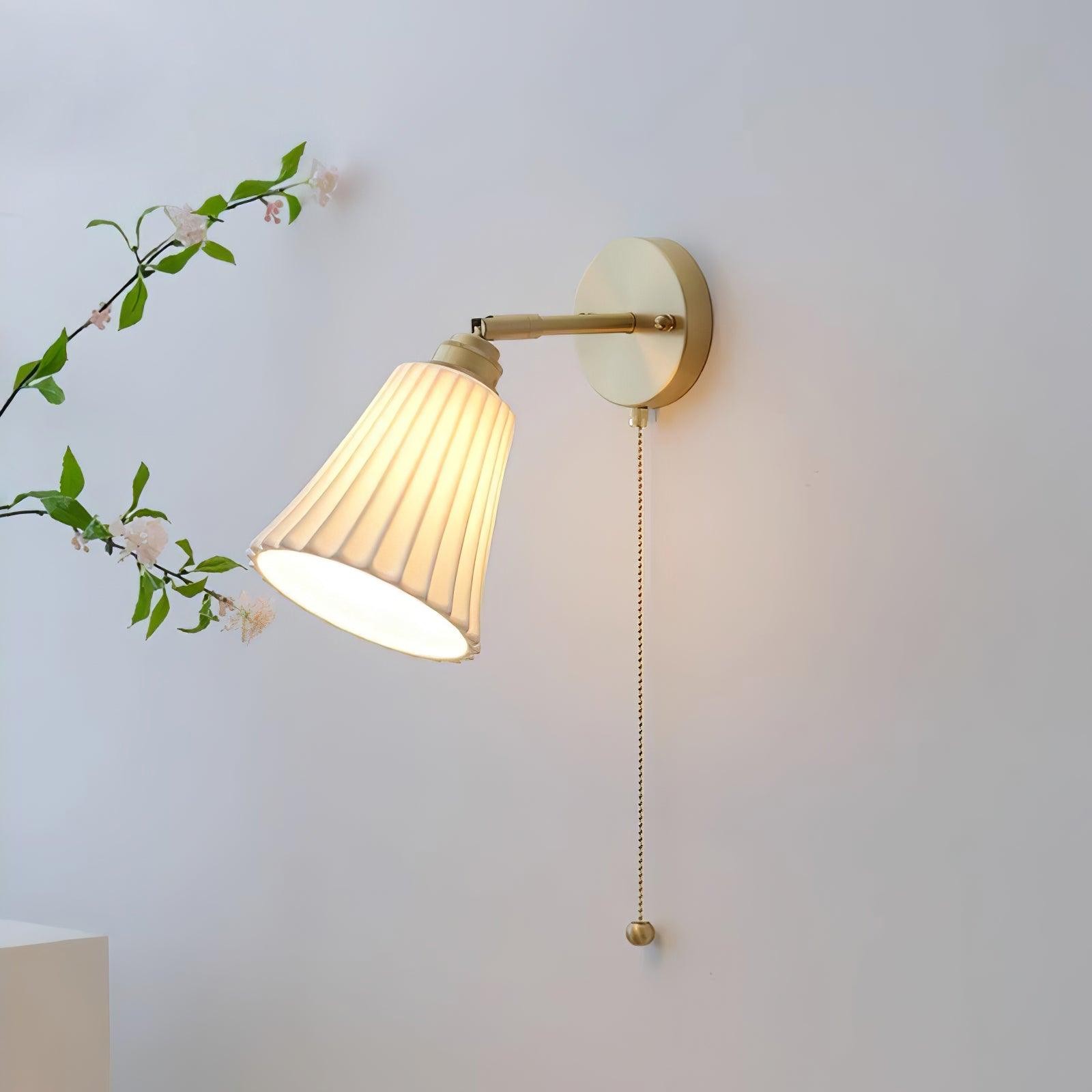 Moderne trekkoord metalen keramiek binnenwandlamp voor slaapkamer HL863