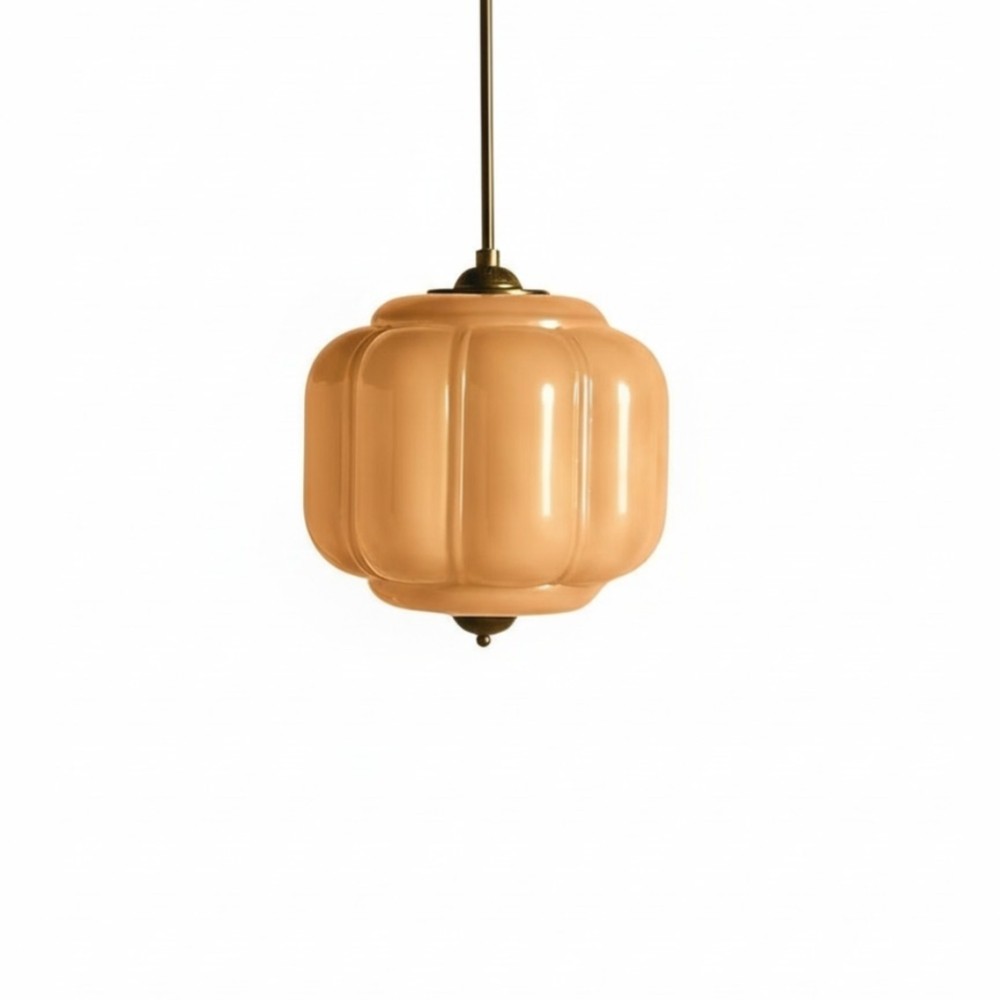 Vintage Eloise Melkglazen Hanglamp - Geribbelde Glazen Plafondkroonluchter HL1091