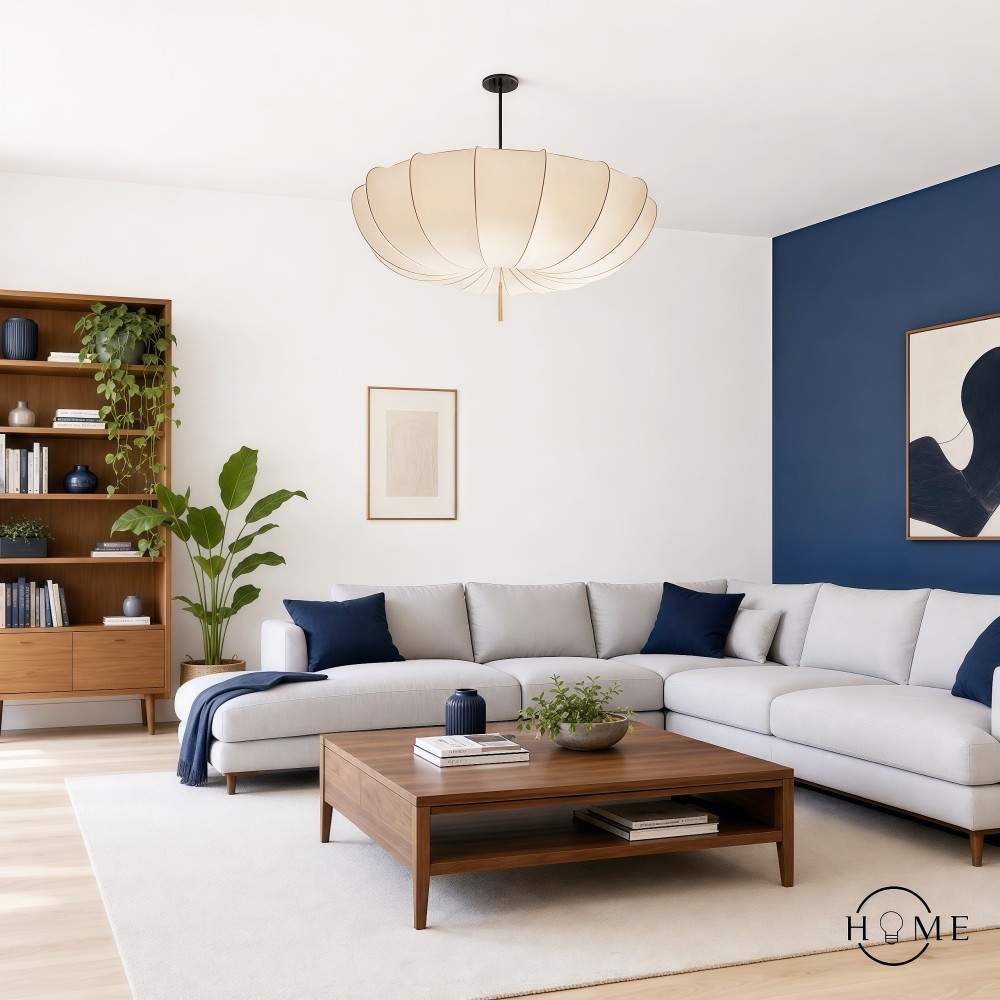 Traditionele Japanse ronde kroonluchter met ijzeren frame en stoffen kap, 3/5 lichts, voor de woonkamer HL1408