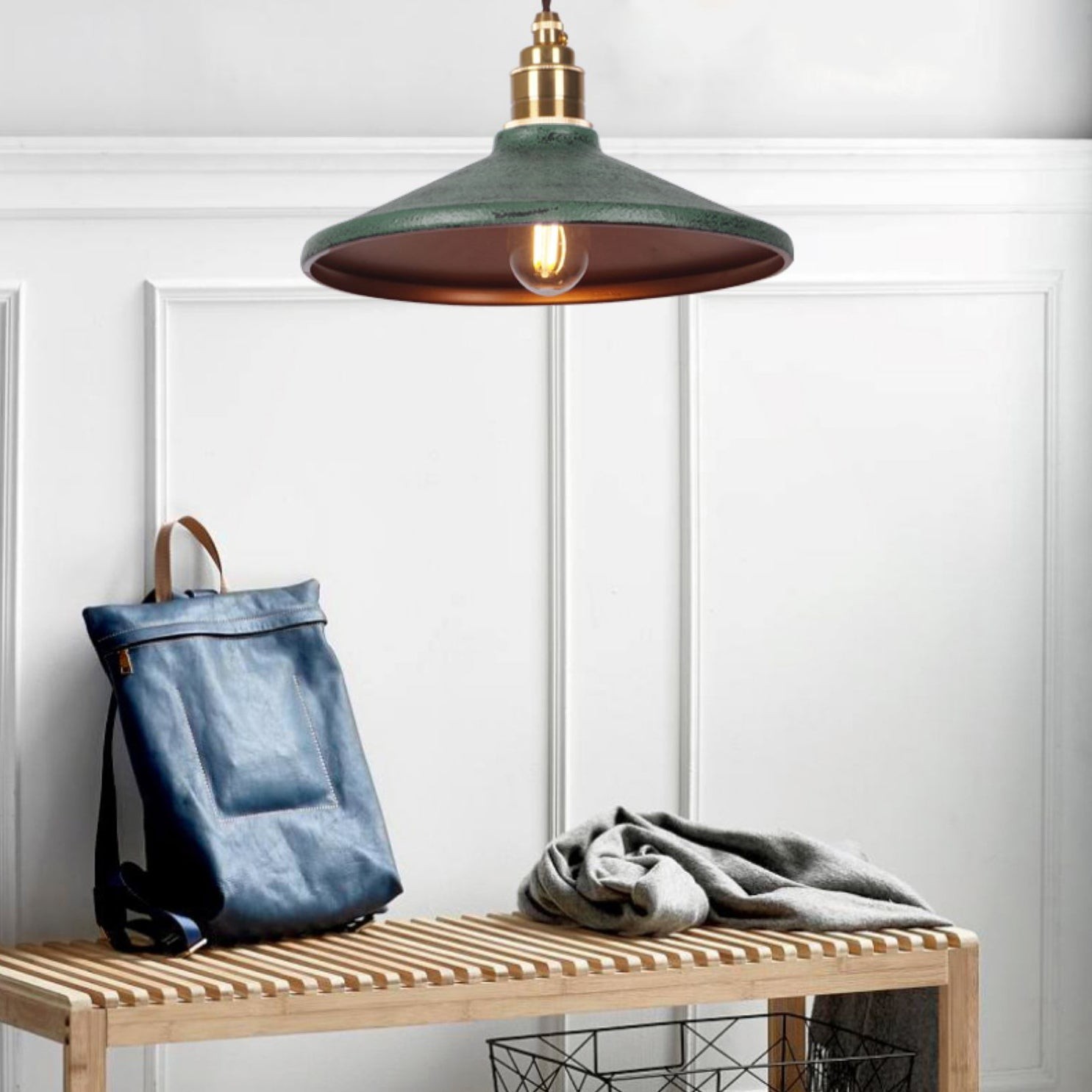 Rustieke hanglamp met schotelvormige kap HL3029
