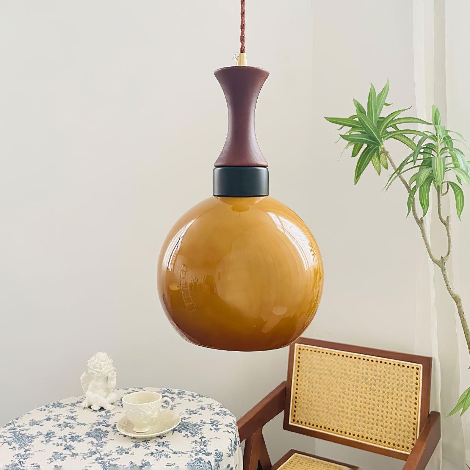 Bolvormige oranje praktische luxe hanglamp HL650