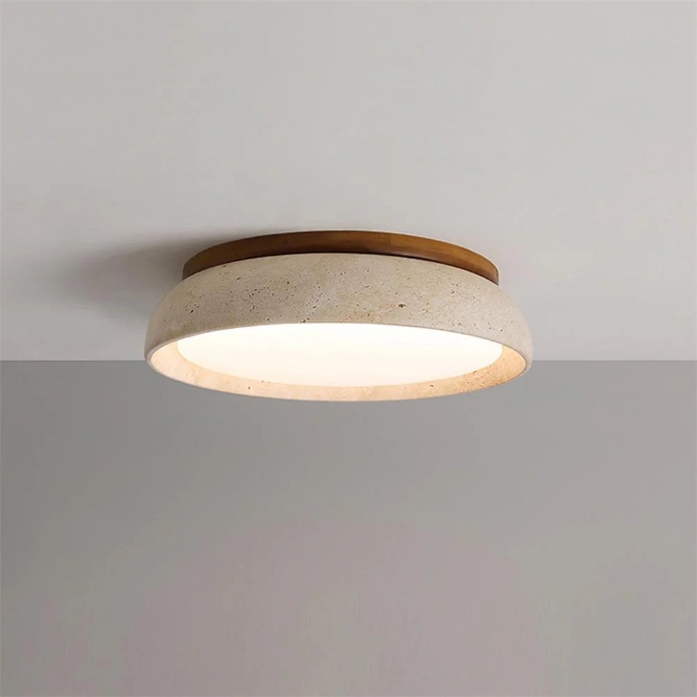 Ronde Travertijn Plafondlamp - Moderne Houten Lamp voor Eetkamer HL1297