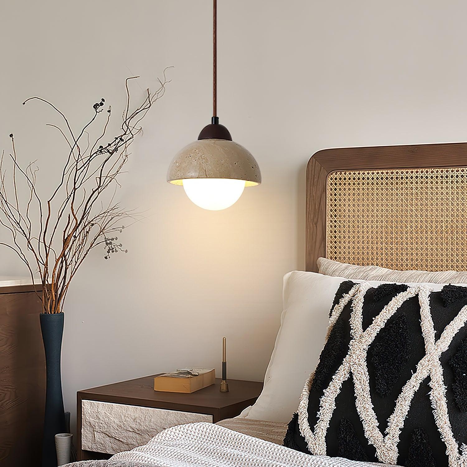 Gele travertijn hanglamp in Wabi-Sabi-stijl HL735