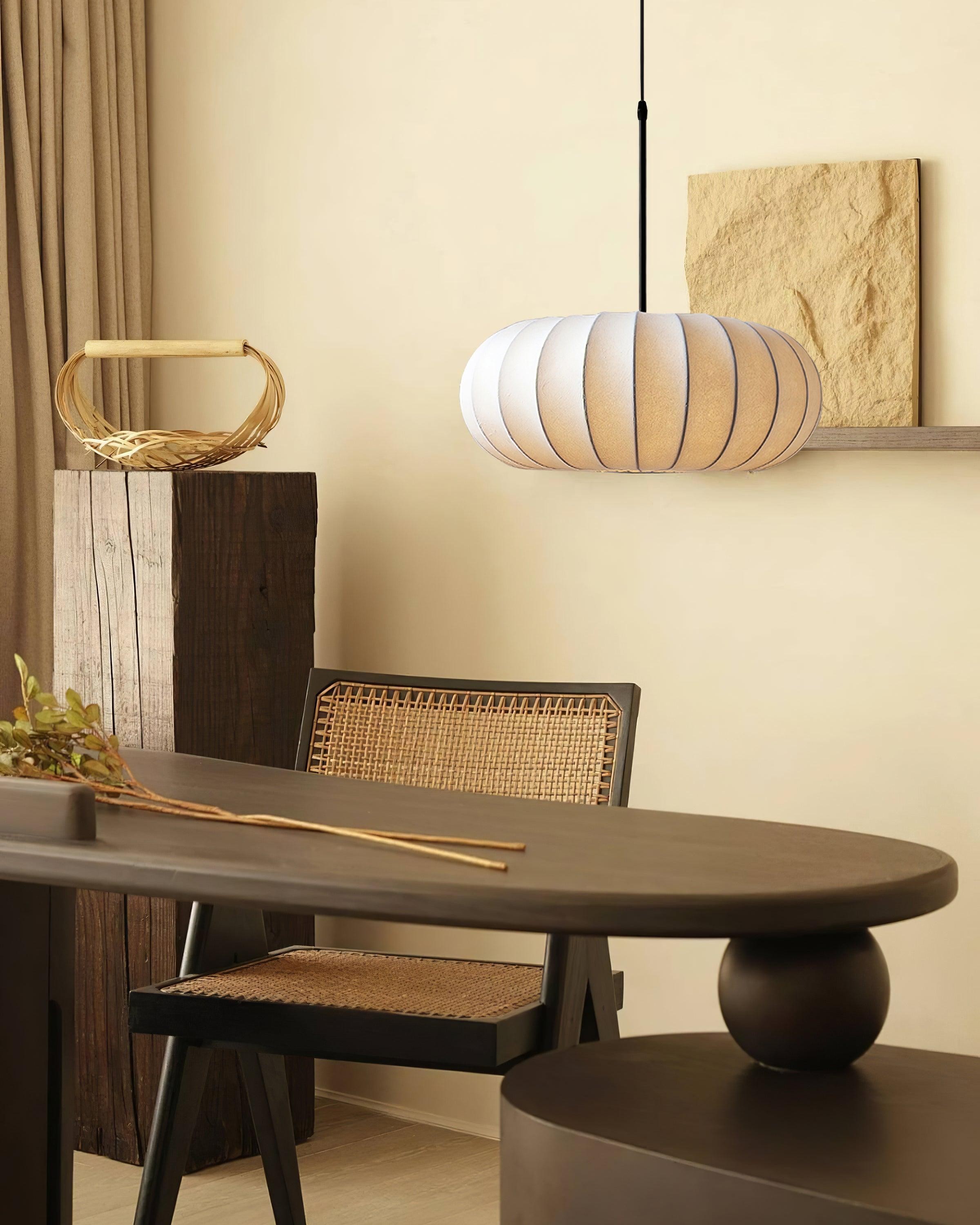 Eenvoudige Wabi-sabi witte lantaarn stoffen hanglamp HL852