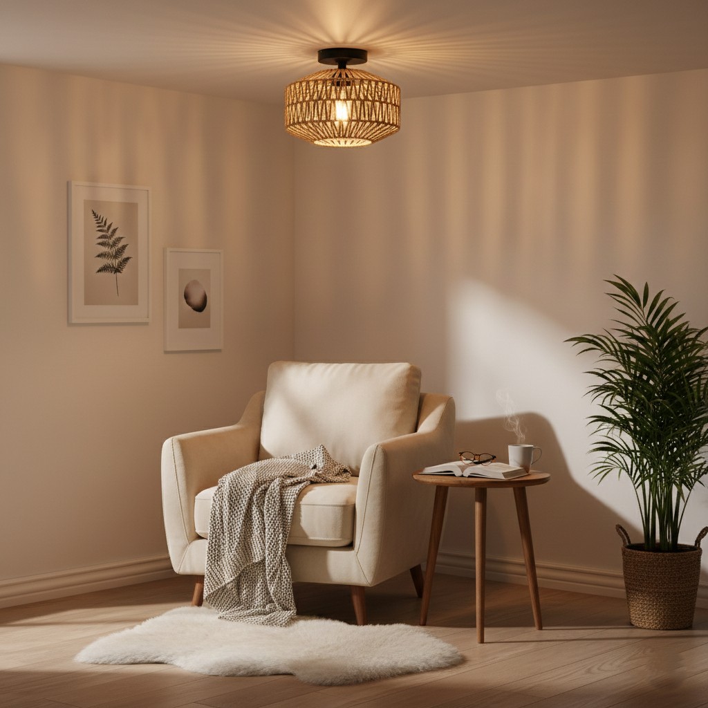 Geweven lantaarn Boho Radiance rotan plafondlamp HL3399