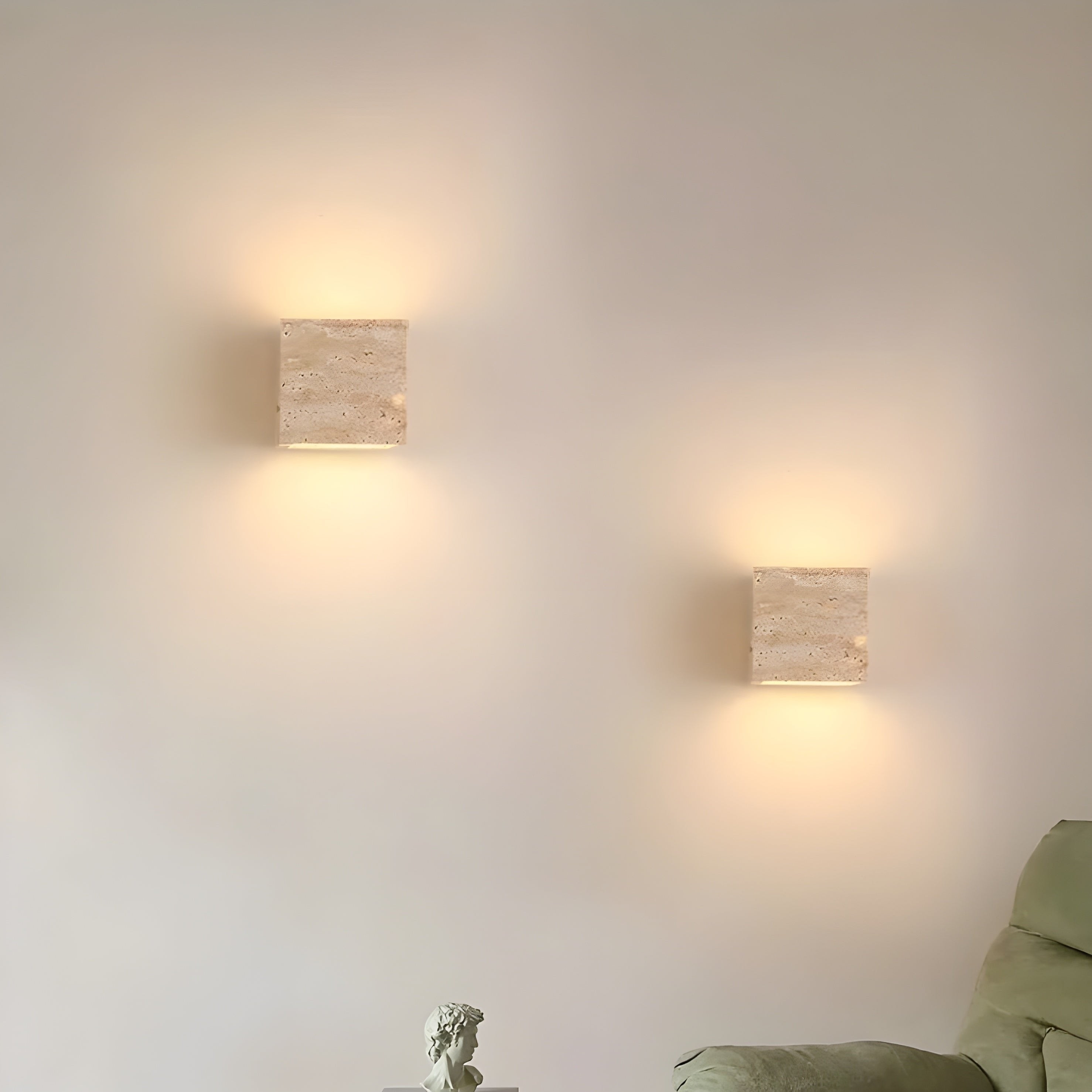 Minimalistische LED-wandlamp voor buiten van travertijnsteen HL1278