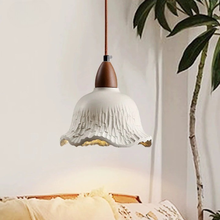 Crèmekleurige retro cementen bloemen hanglamp HL1312
