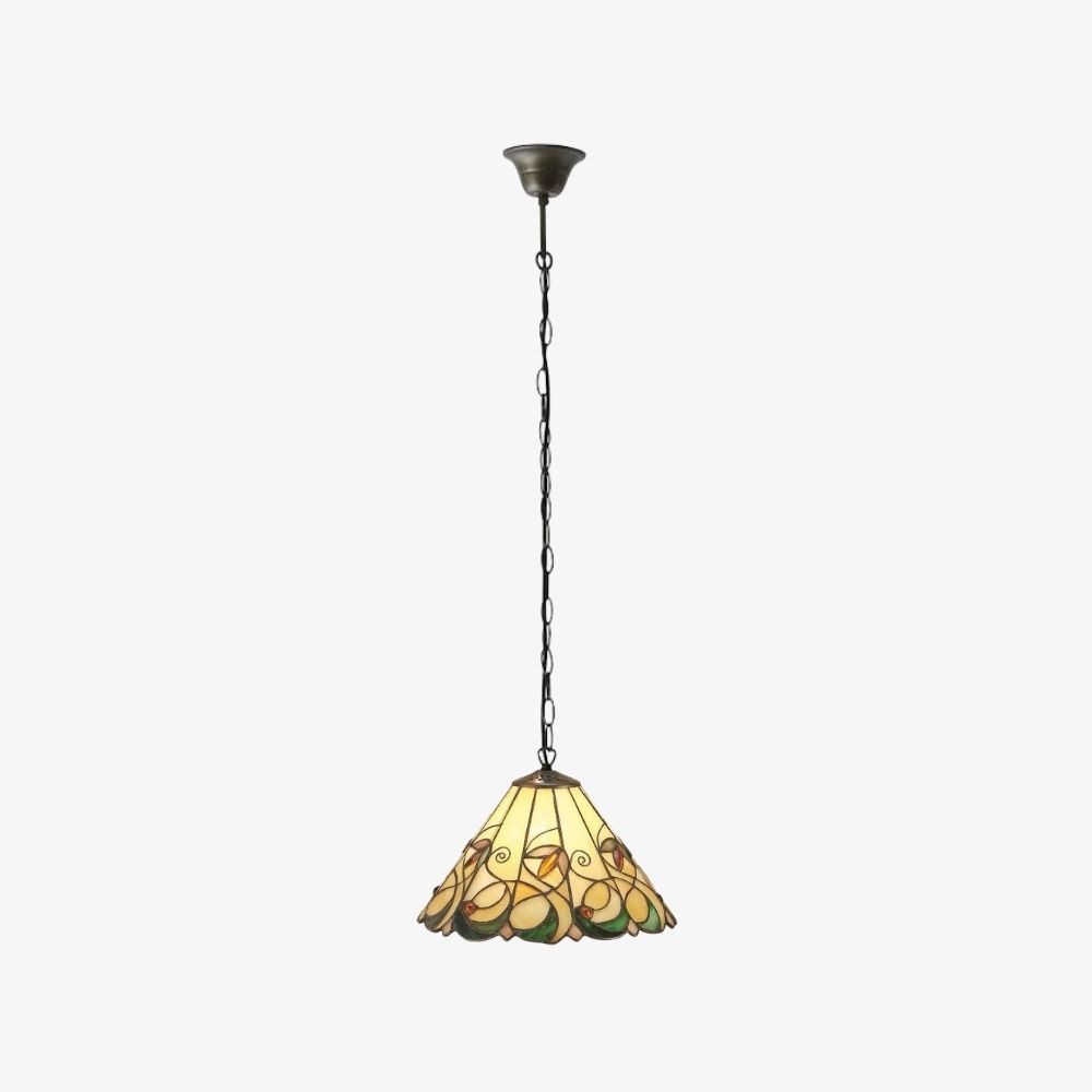 TF Jamelia Vintage Plafondlamp met bloemenmotief en glas-in-loodkoepel voor eetkamers HL2253