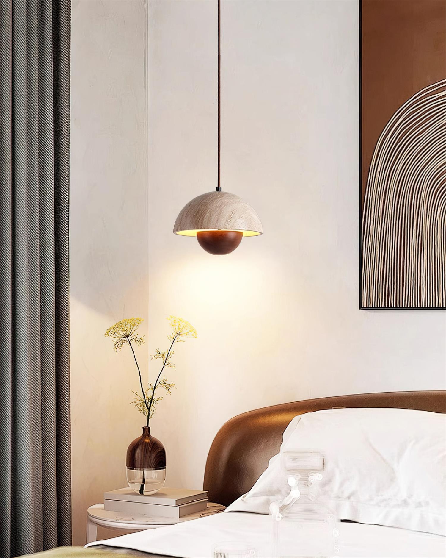 Hanglamp met natuurlijke travertijnbloemknop HL932