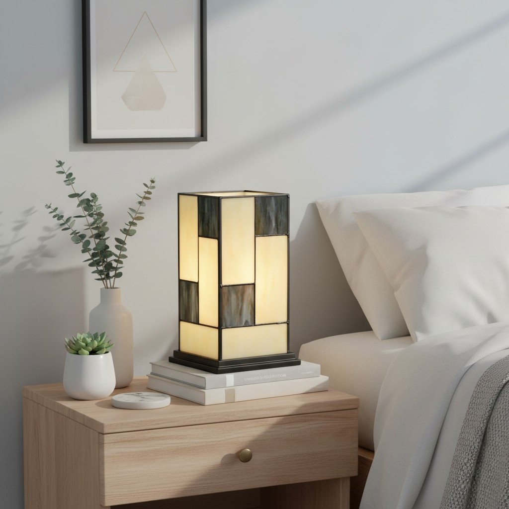 TF Manchester vierkante tafellamp - Klassiek glas voor woonkamer en slaapkamer HL2218