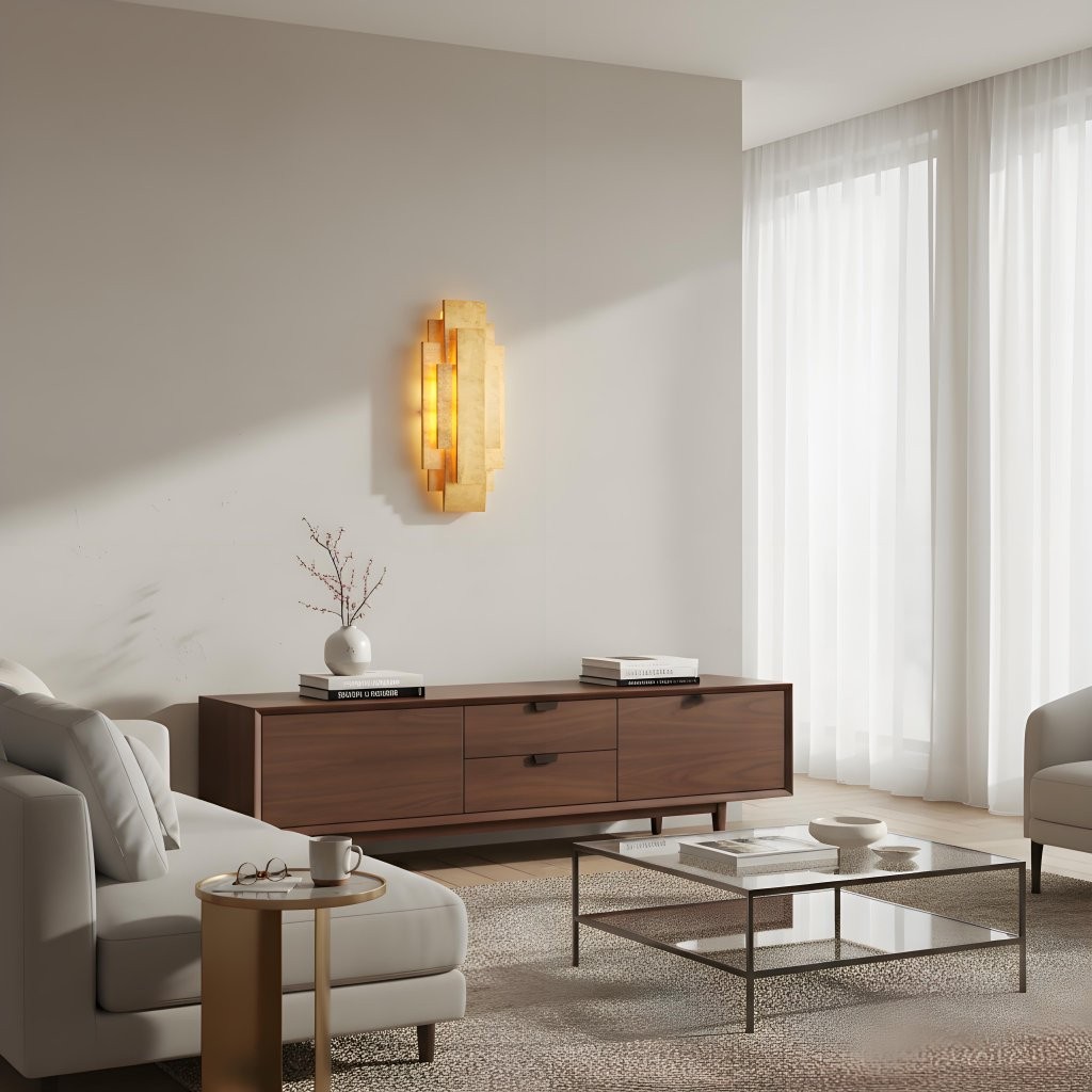 Kelsar Rechthoekige Wandlamp - Goud- en Zilverkleurige Afwerking voor Woonkamer of Slaapkamer HL2248