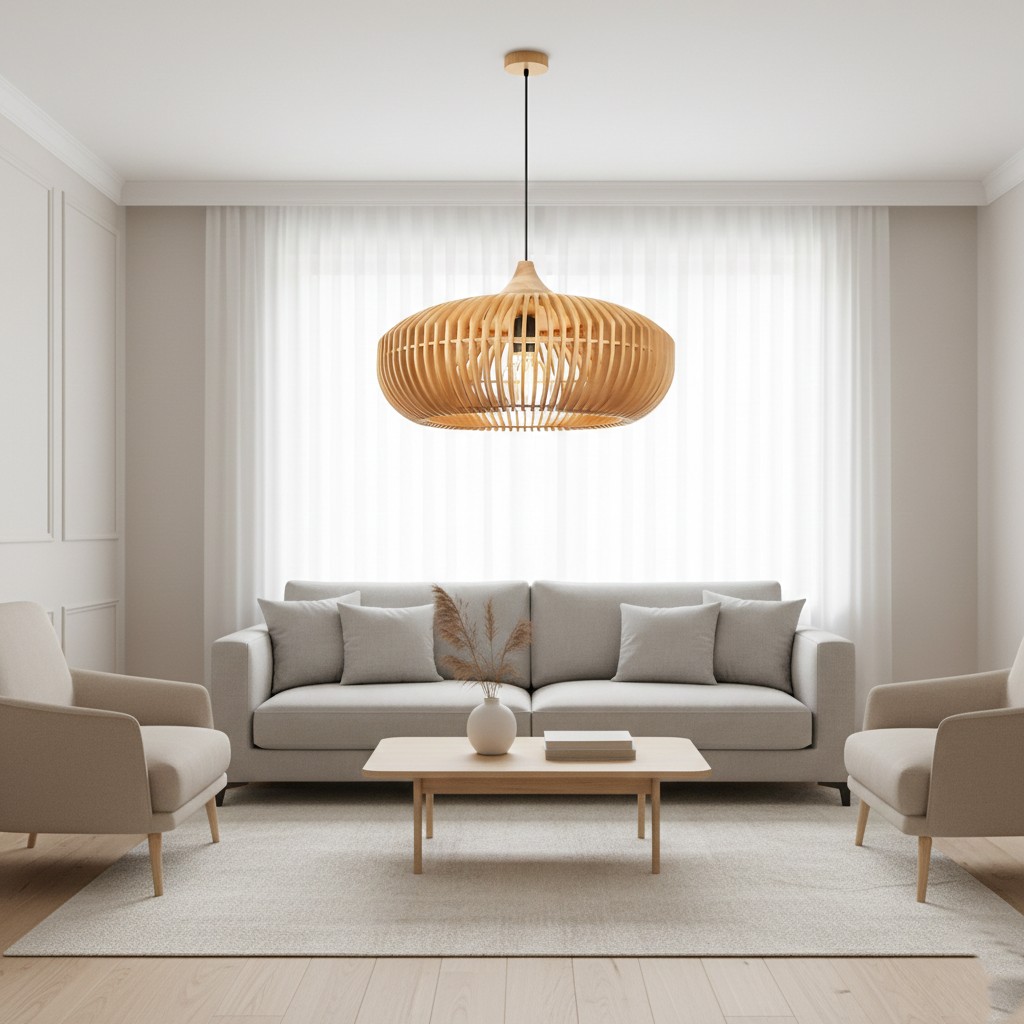 De Halo of Zen Japandi houten hanglamp HL3390