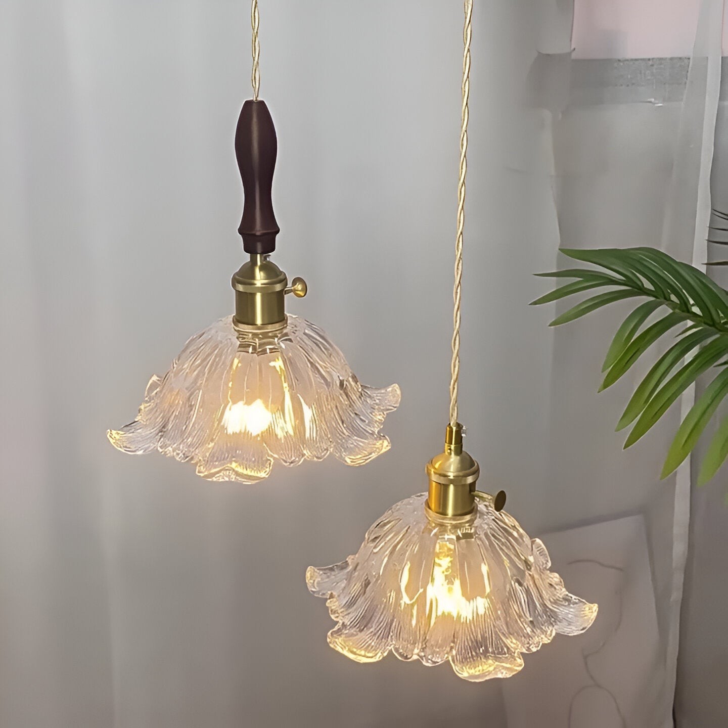 Retro Franse bloemen glazen hanglamp HL1275