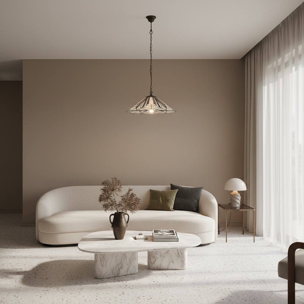 TF Astoria Tiffany plafondpendel - Geometrisch glazen ontwerp met reliëf voor de woonkamer HL2236